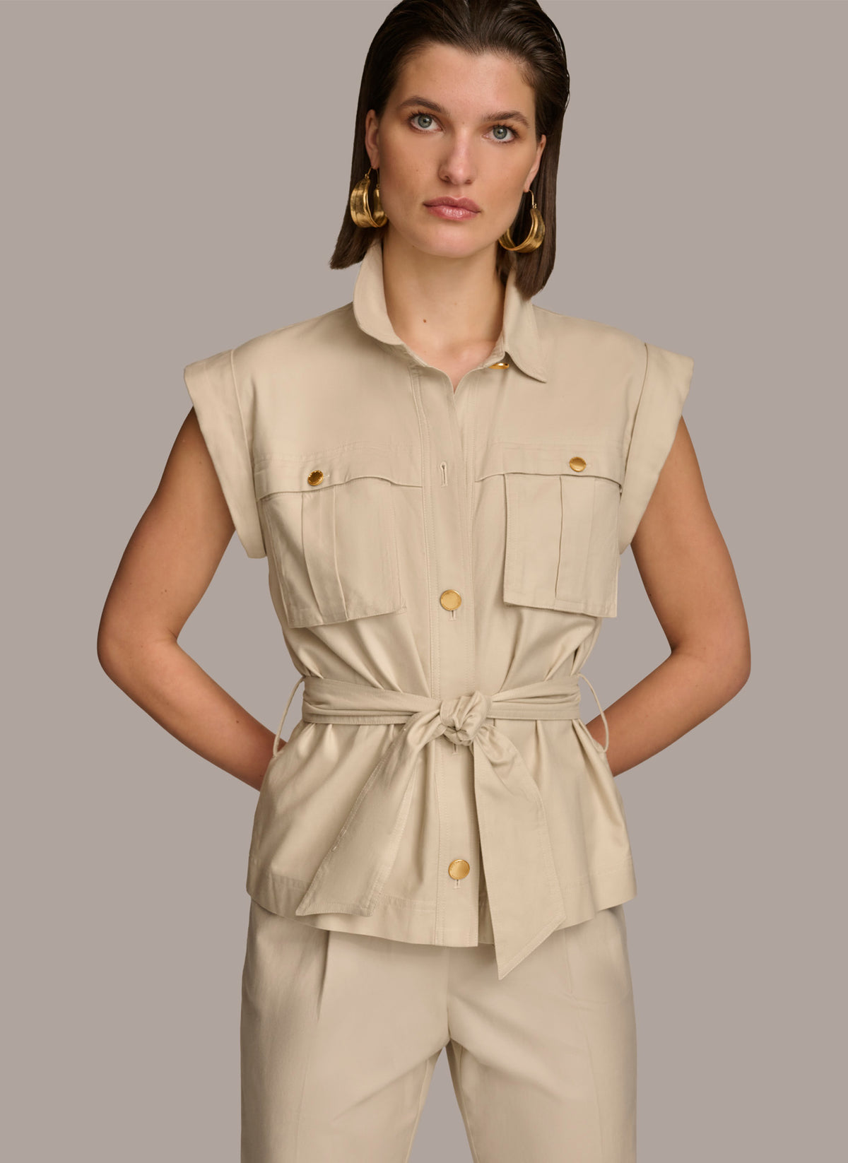 COLLARED BUTTON DOWN BLOUSE | Donna Karan