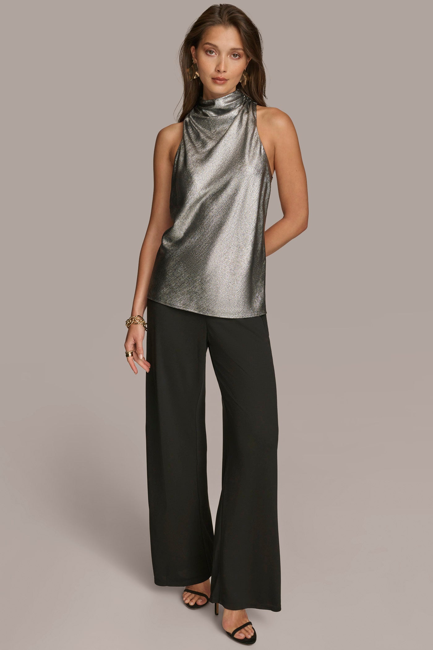 METALLIC HIGH COWL TOP