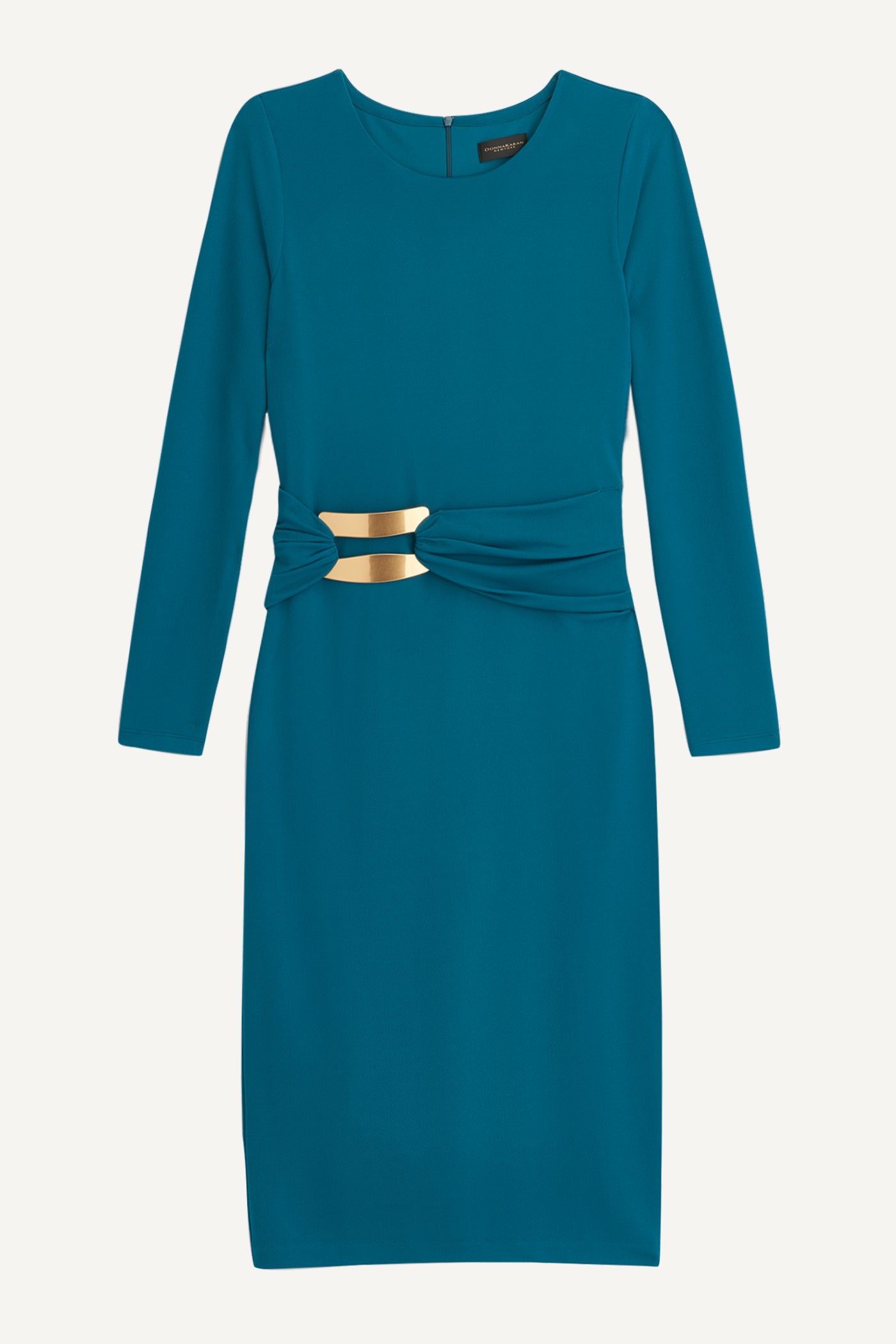 FITTED MIDI DRESS WITH BRUSHED HARDWARE DETAIL