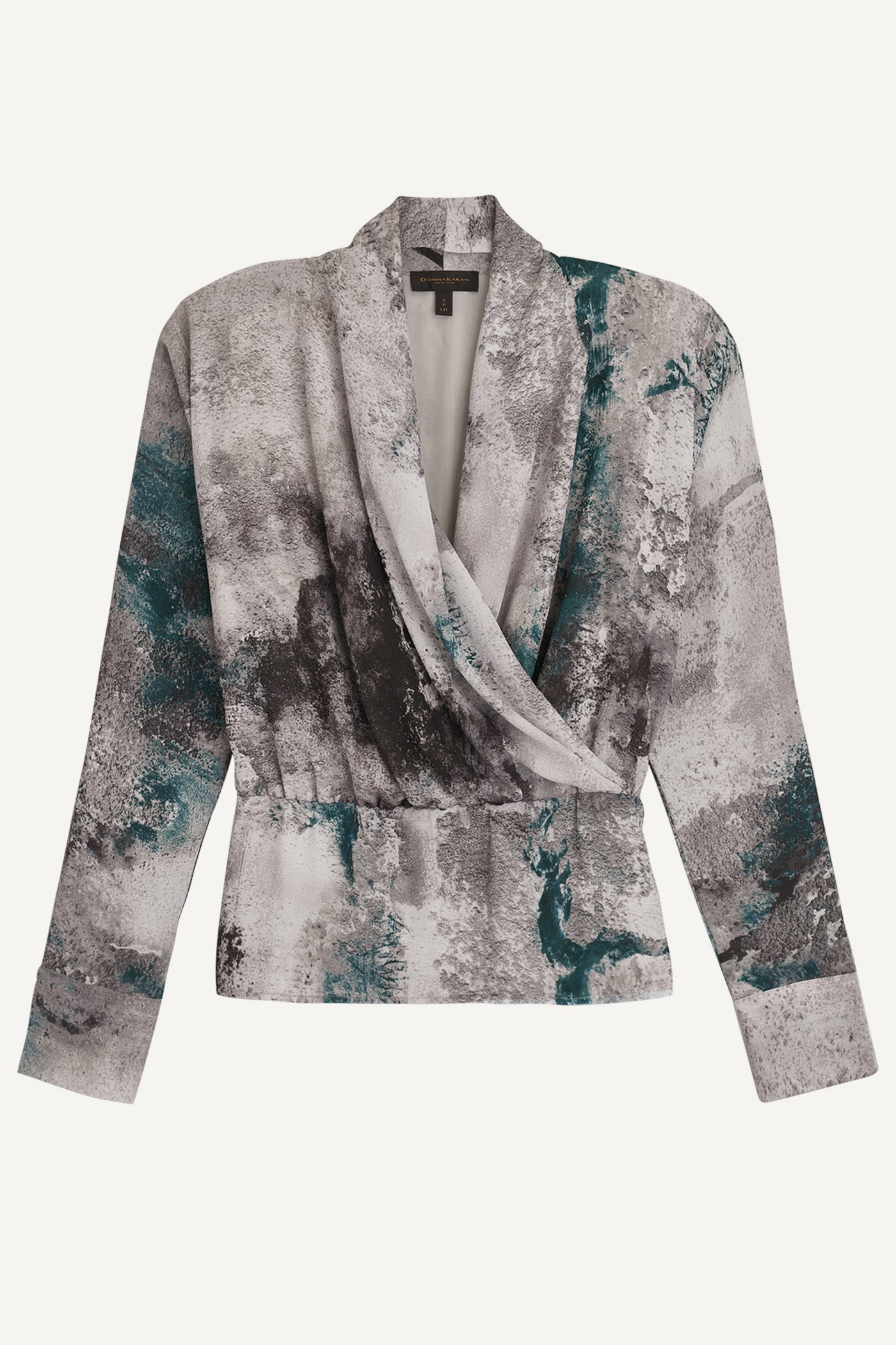 PRINTED FAUX WRAP BLOUSE