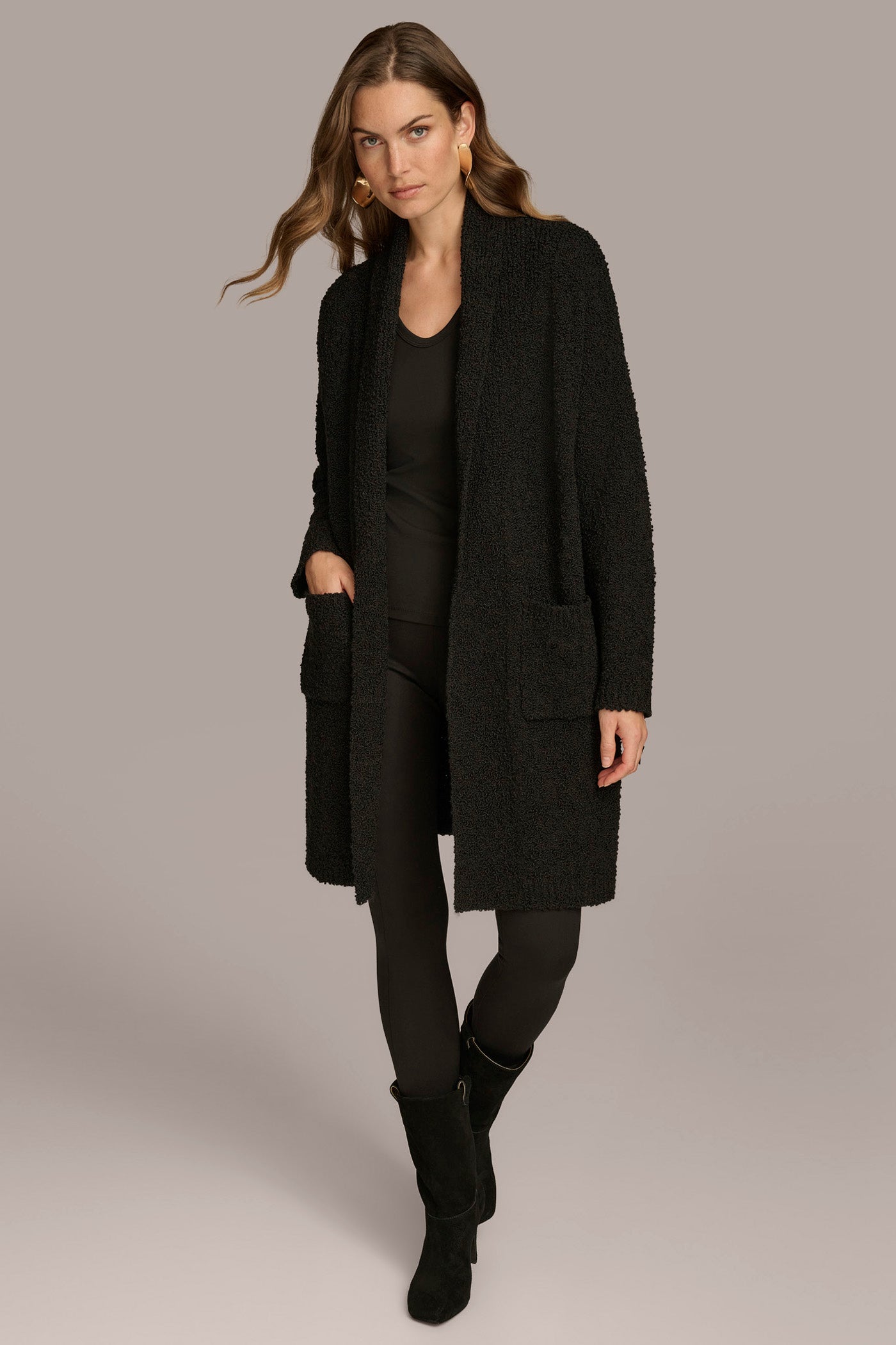 LONG OPEN-FRONT CARDIGAN