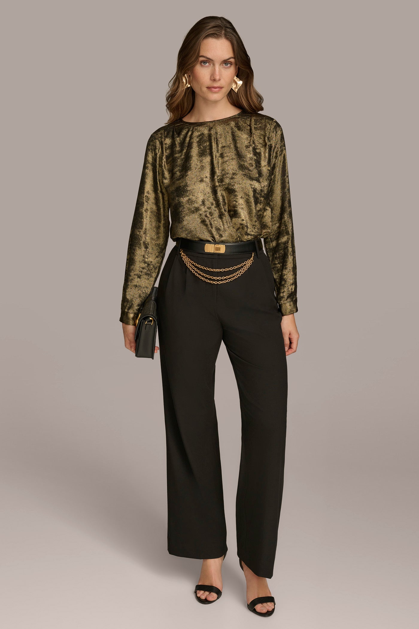 WIDE LEG TROUSER WITH CHAIN BELT