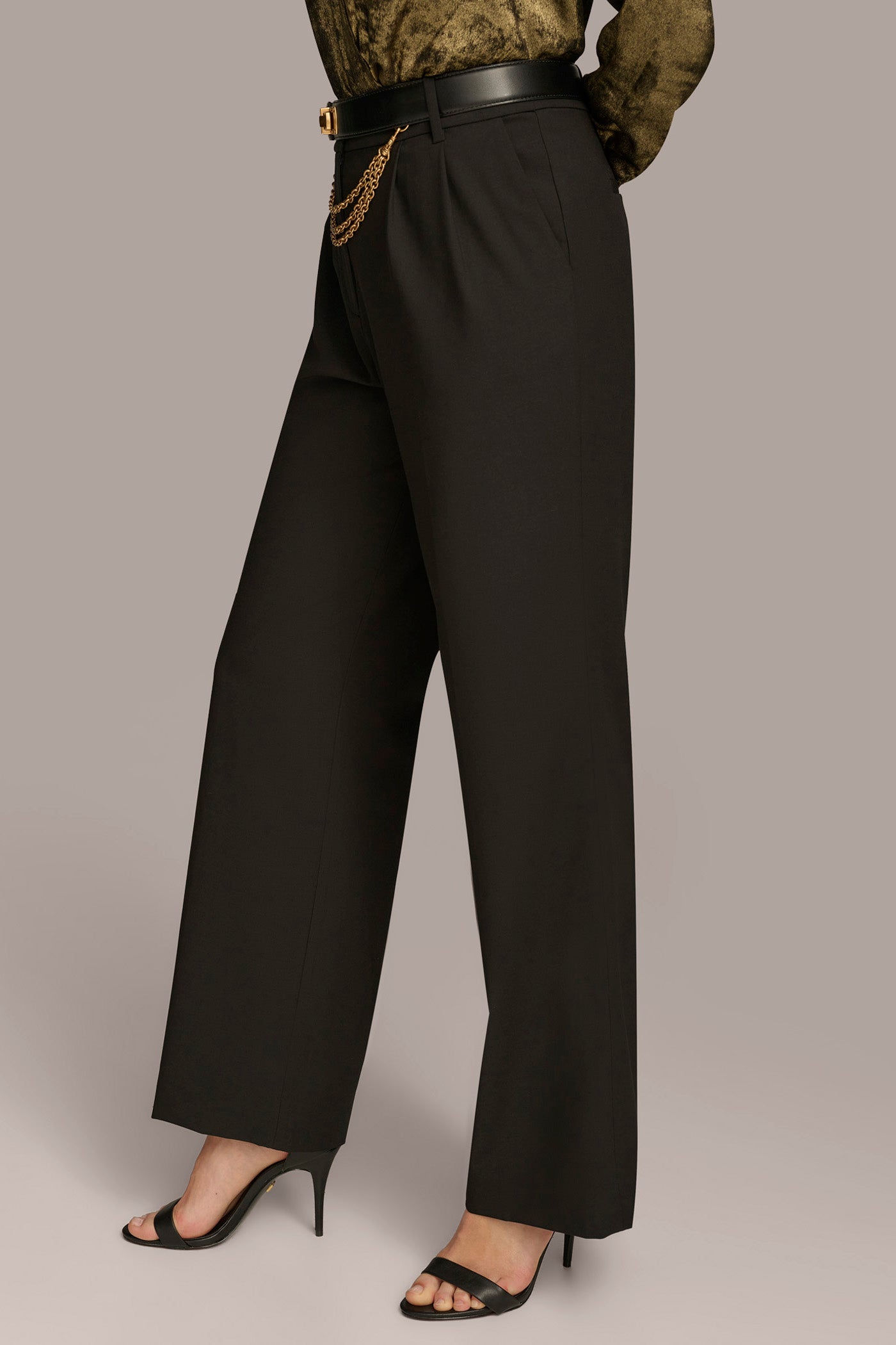 WIDE LEG TROUSER WITH CHAIN BELT