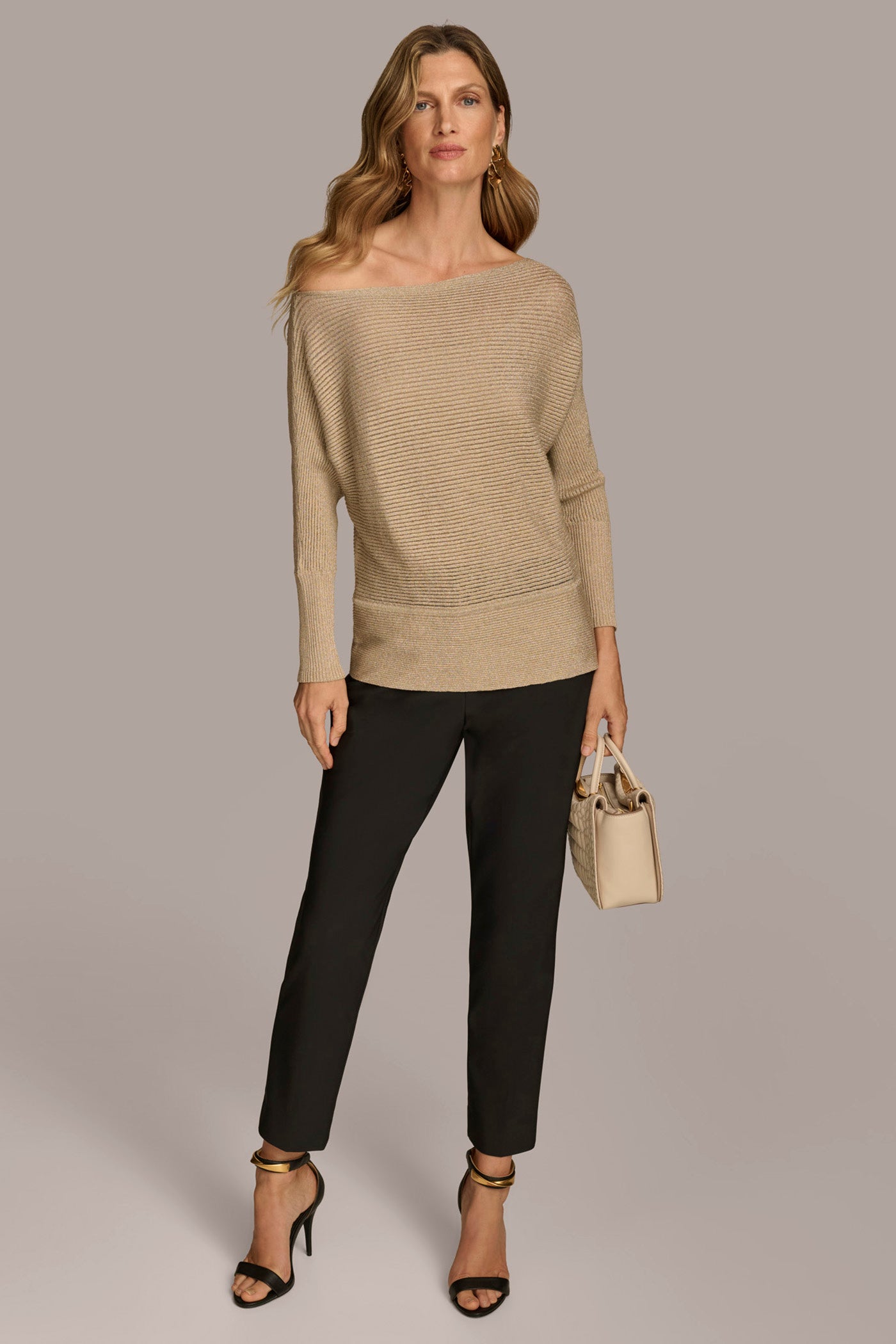 WIDE CUFF RIBBED KNIT SWEATER