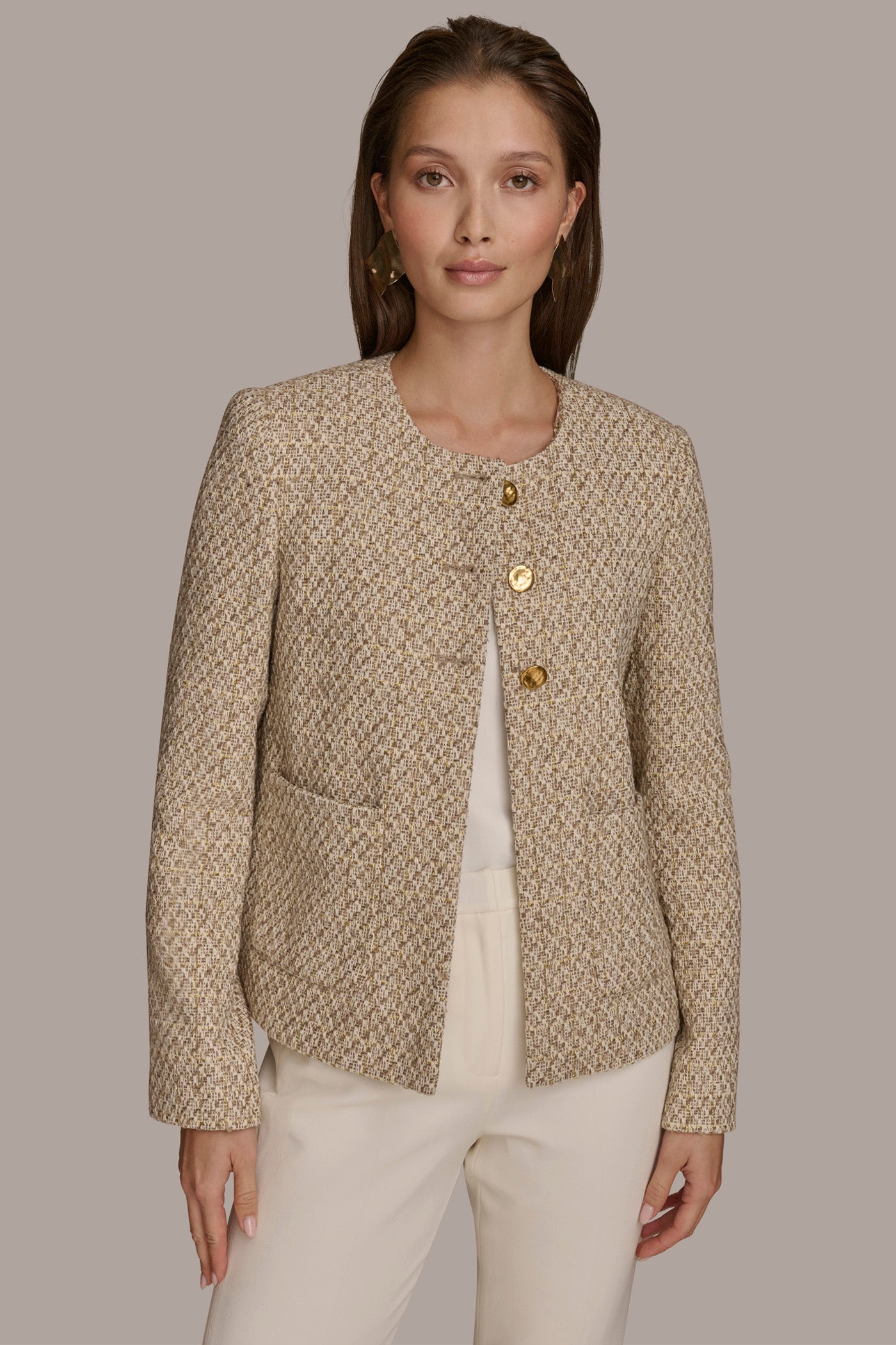 Donna karan tweed jacket best sale