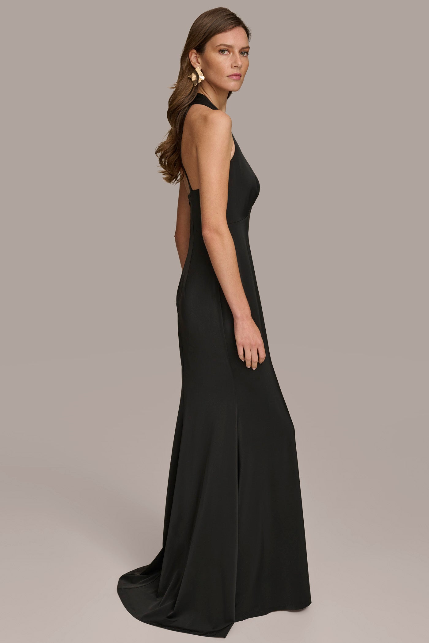 V NECK SATIN GOWN