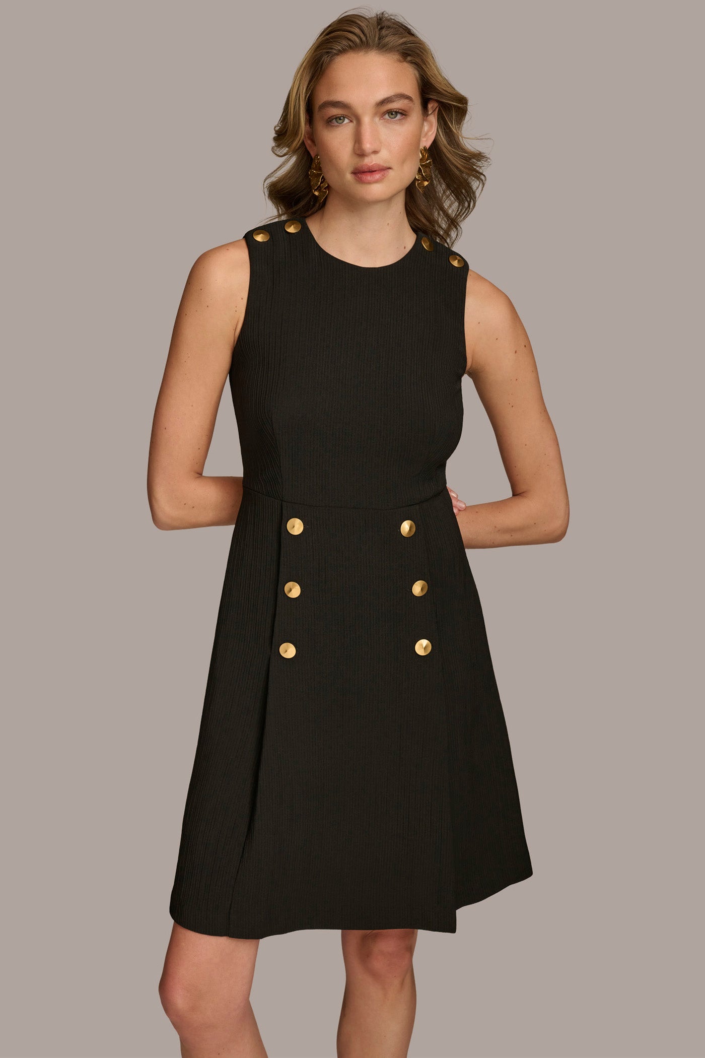 RIBBED DRESS WITH BUTTONS