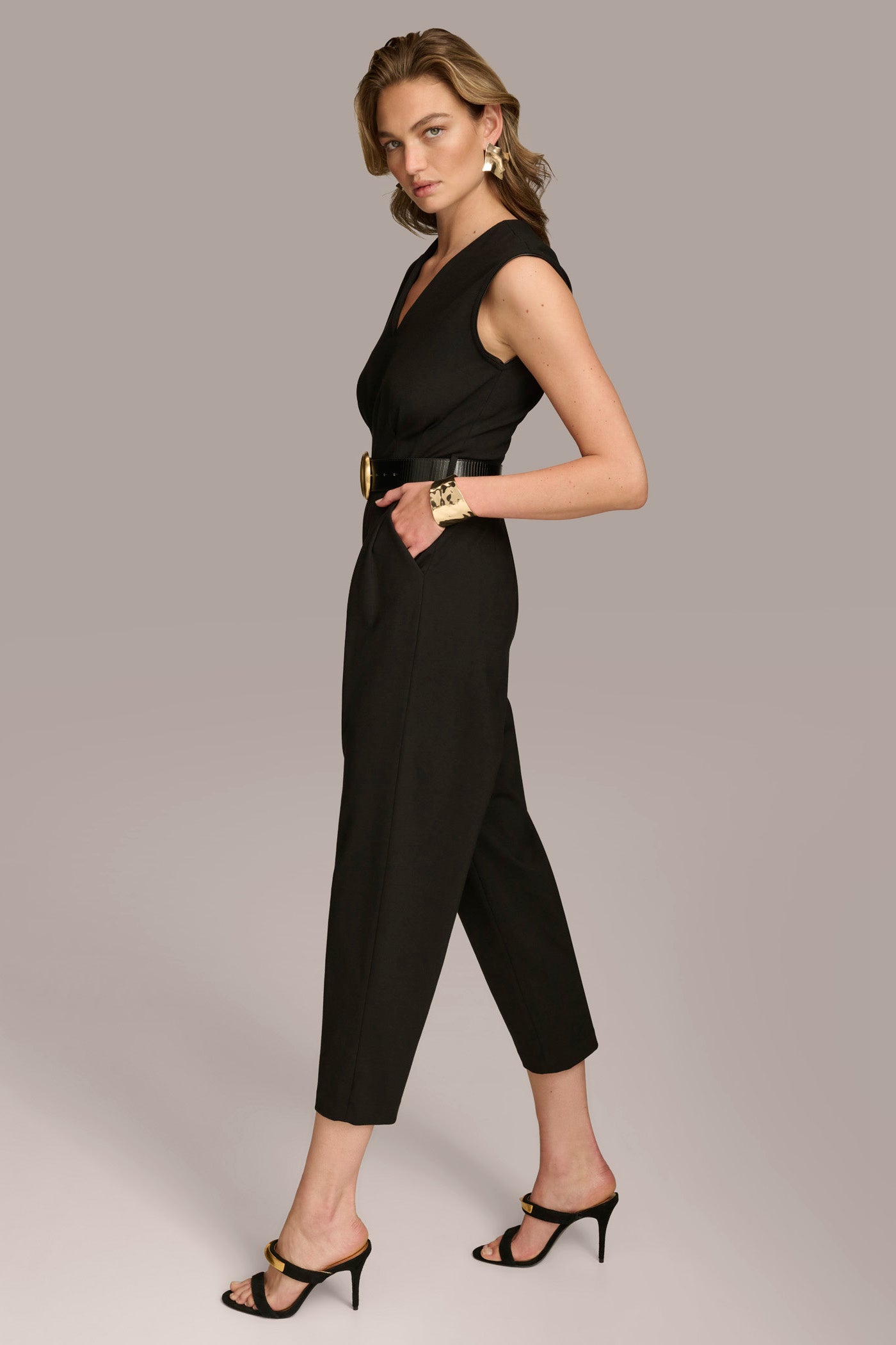 V NECK CROPPED JUMPSUIT