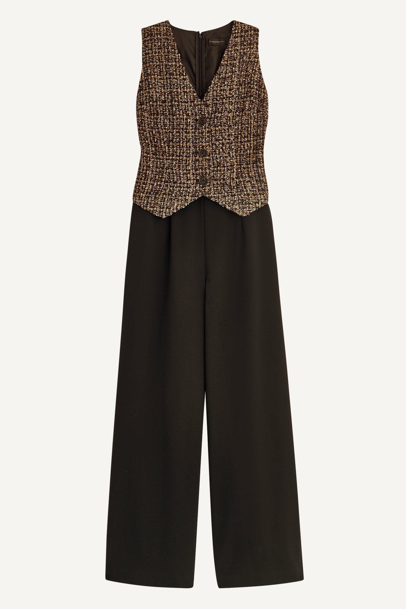 TAILORED JUMPSUIT WITH TWEED VEST