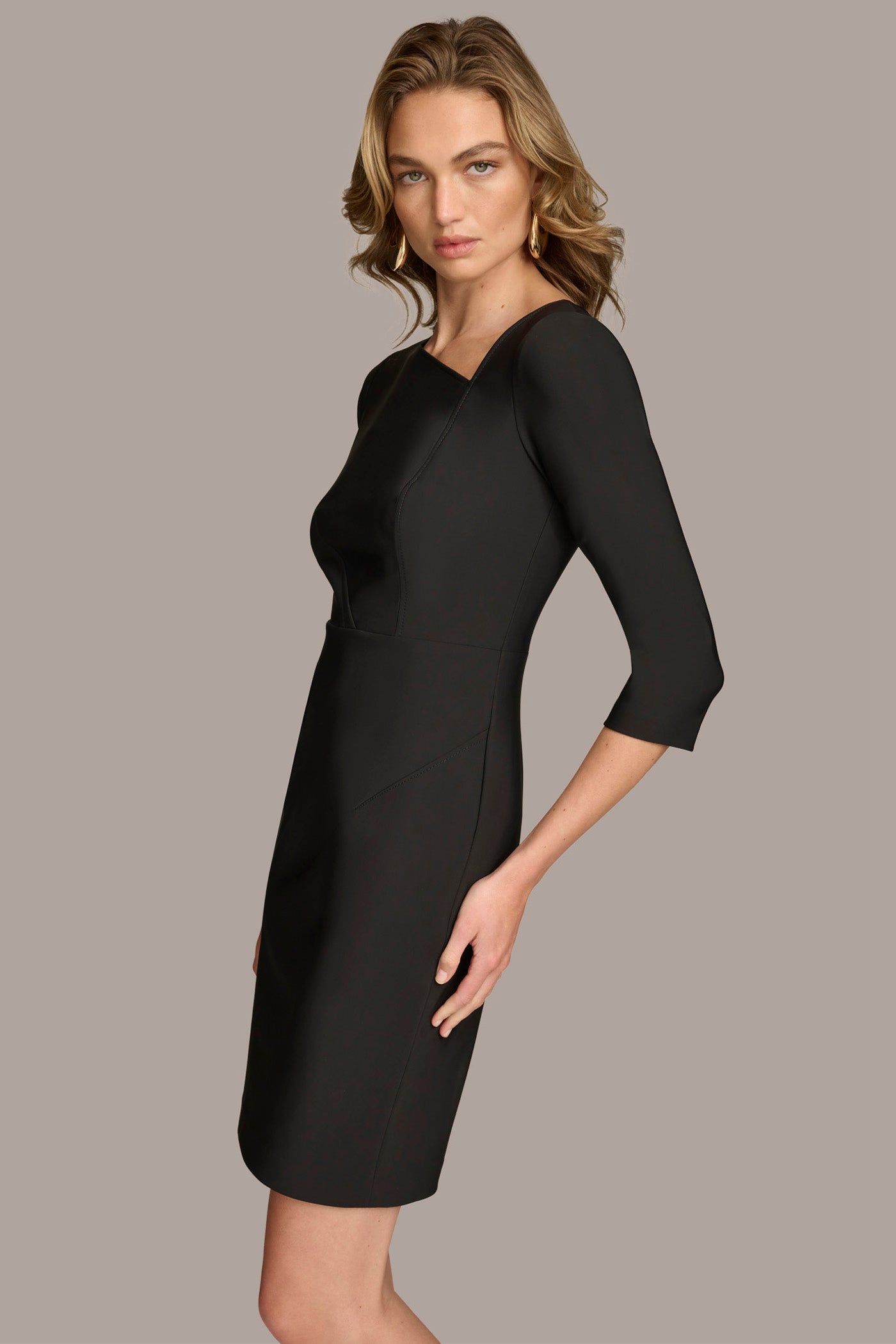 SHEATH DRESS WITH ASYMMETRICAL NECK