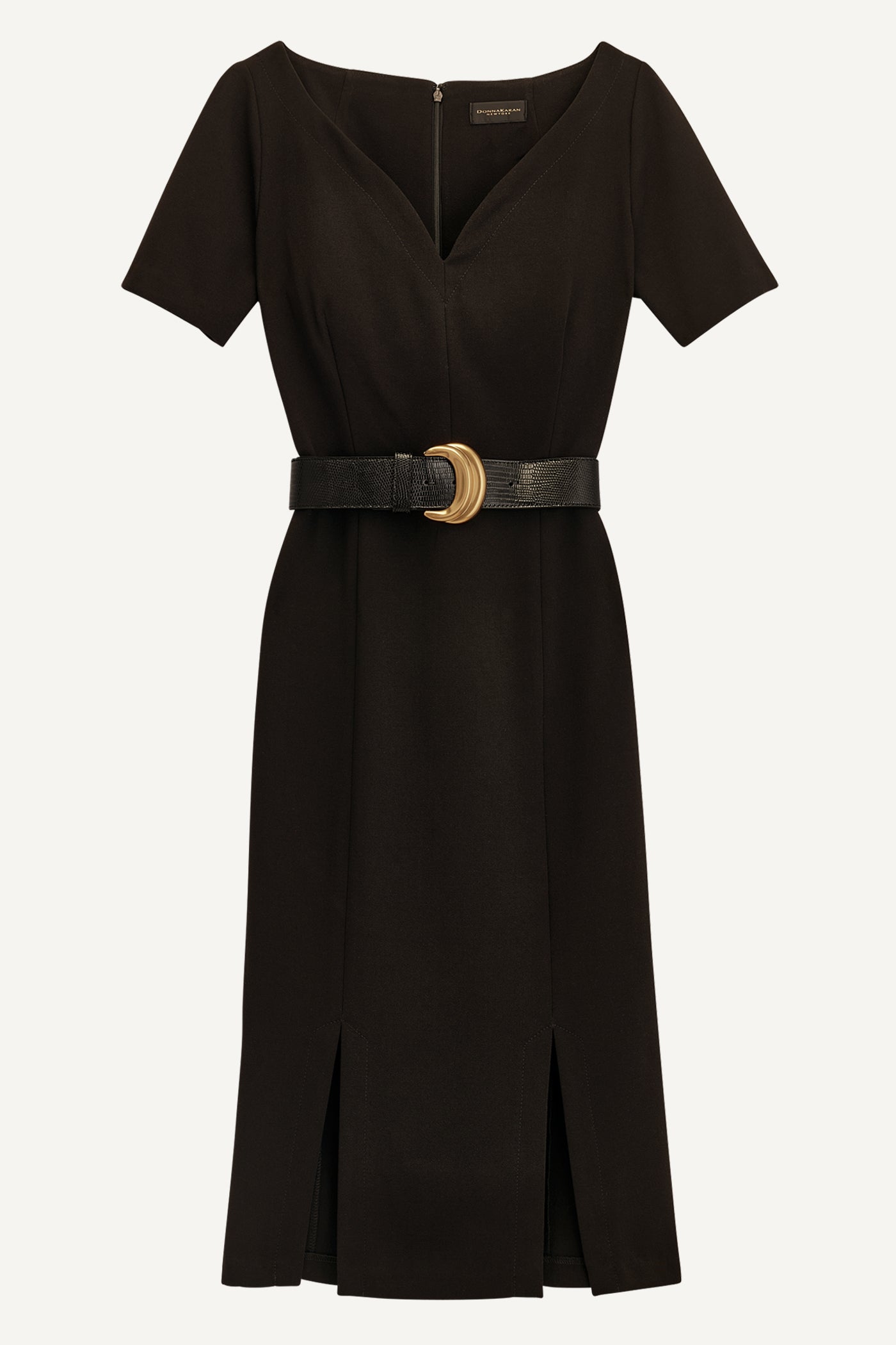 CREPE V-NECK DRESS WITH BELT