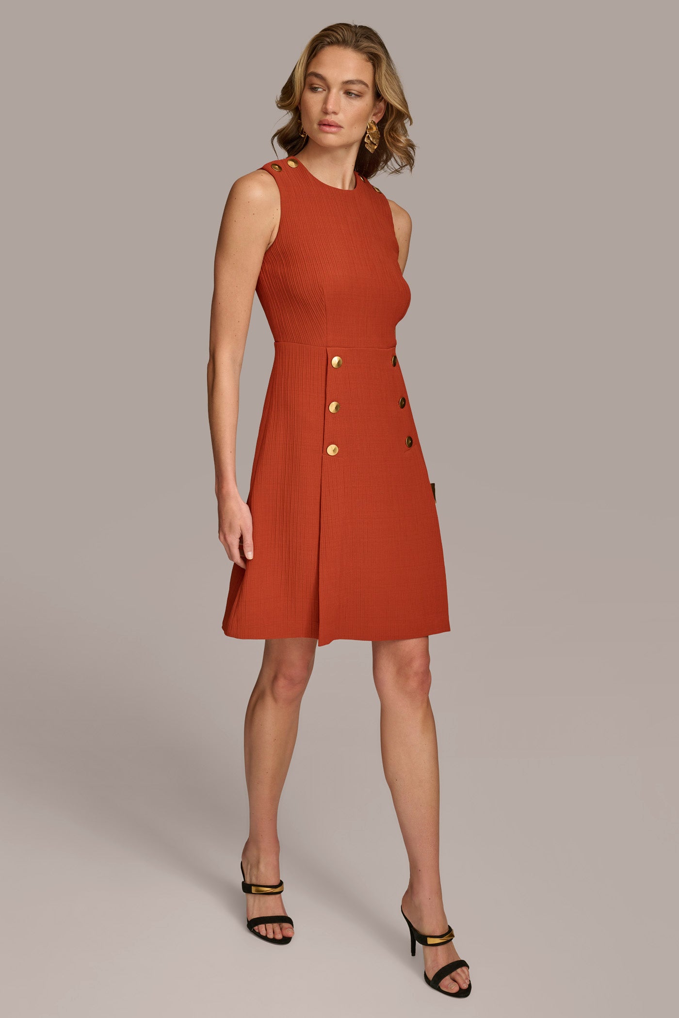 RIBBED DRESS WITH BUTTONS Donna Karan