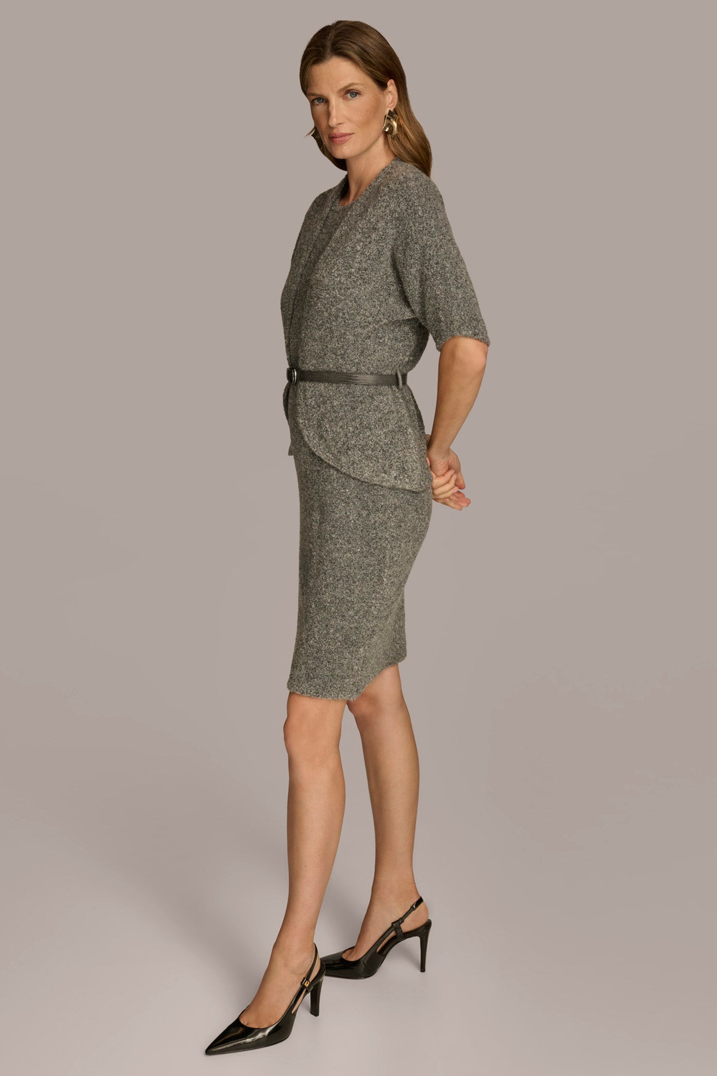 TWO PIECE SWEATER DRESS WITH BELT Donna Karan