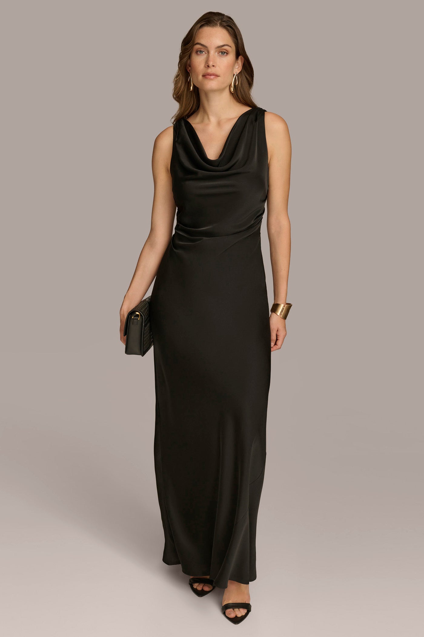 SATIN COWL NECK GOWN