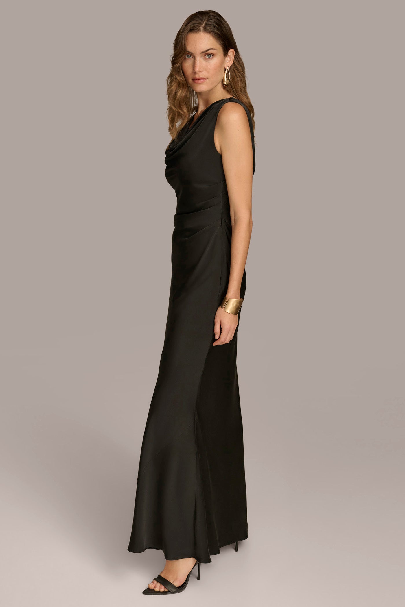 SATIN COWL NECK GOWN