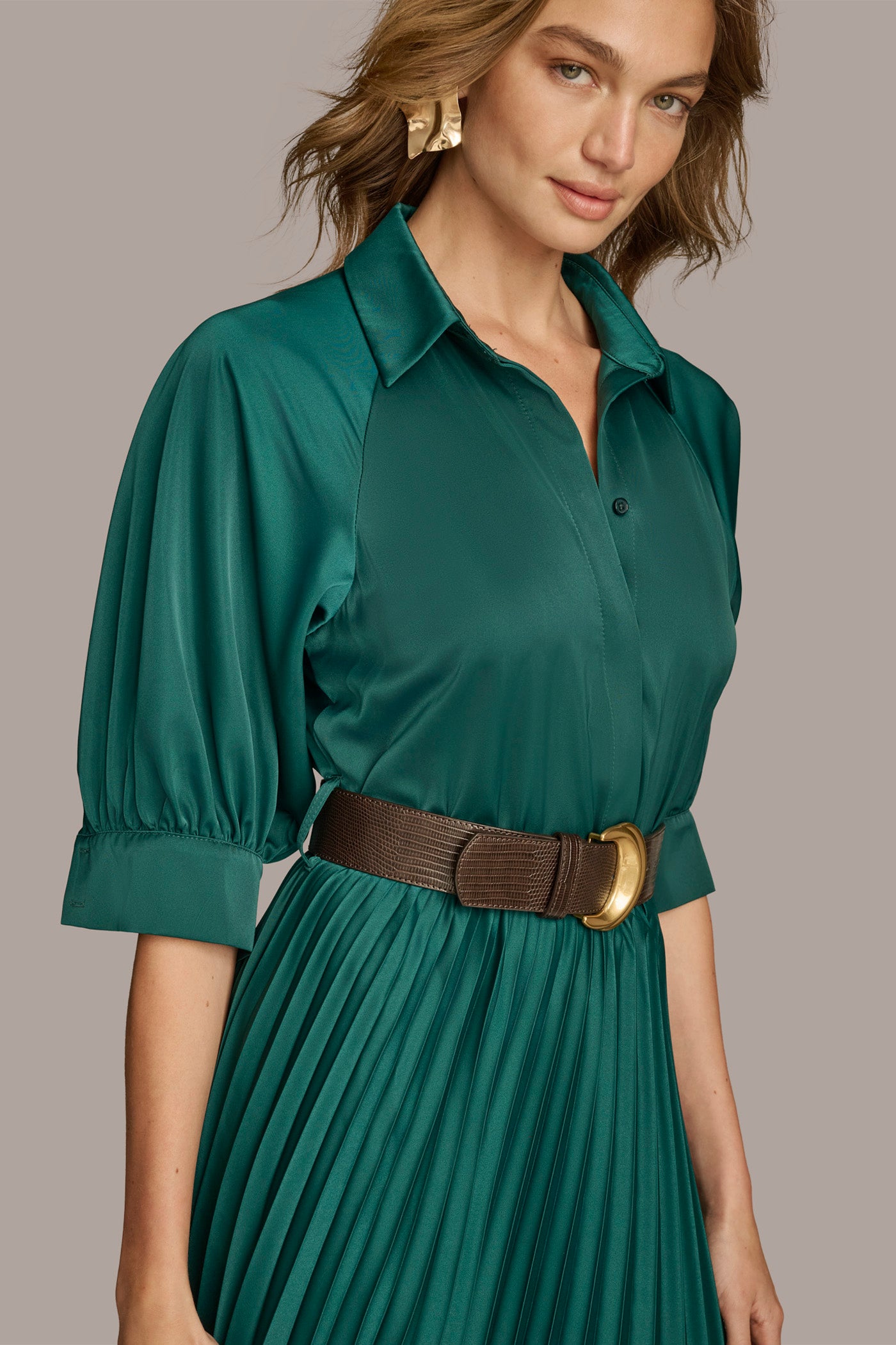 PLEATED SHIRT DRESS