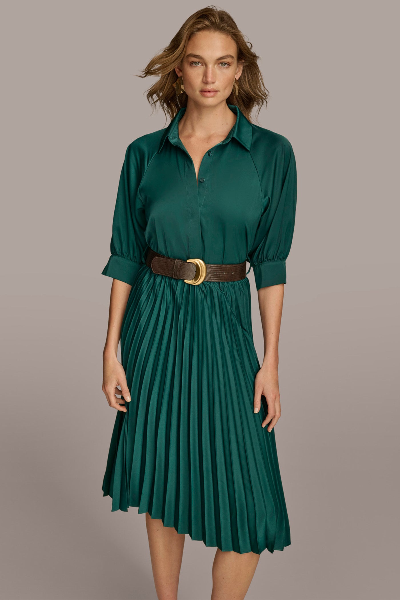 PLEATED SHIRT DRESS