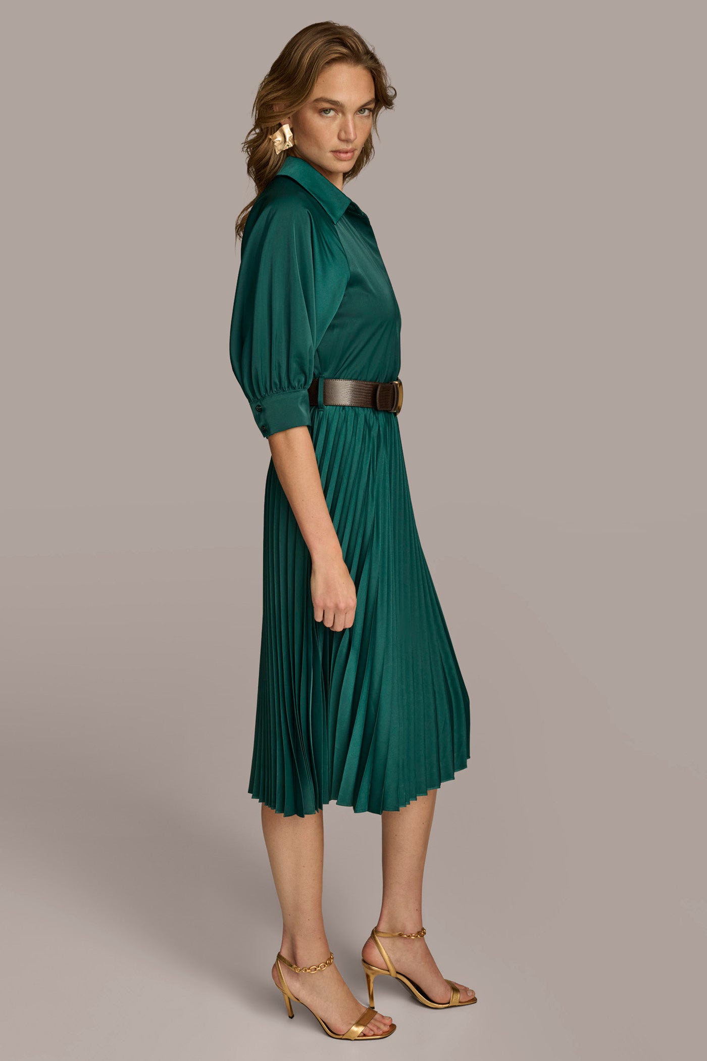 PLEATED SHIRT DRESS