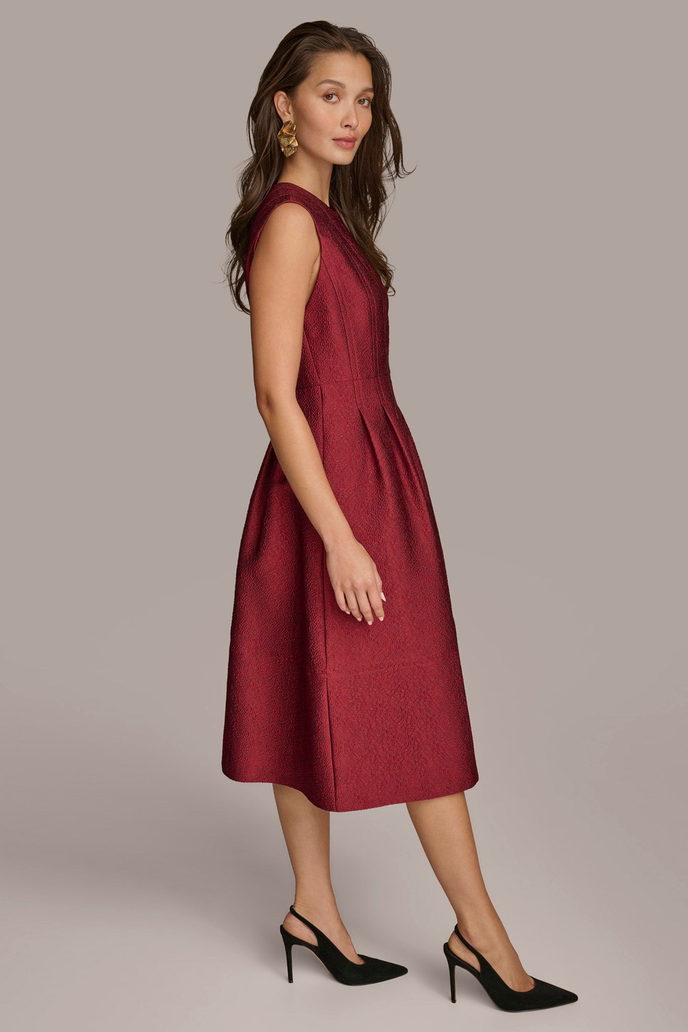 PEBBLE JACQUARD FIT AND FLARE DRESS