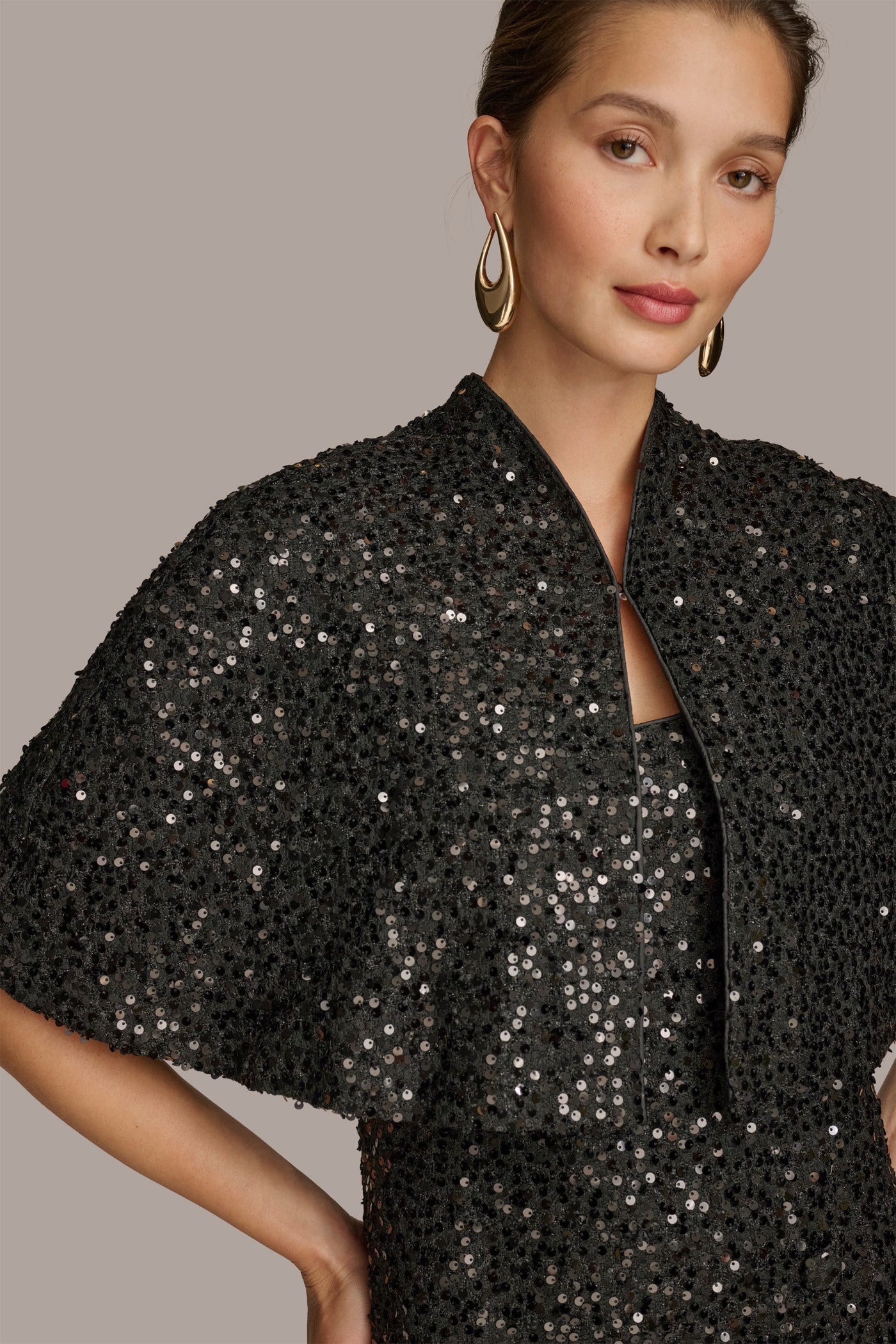 TWO PIECE SEQUIN DRESS AND SHRUG