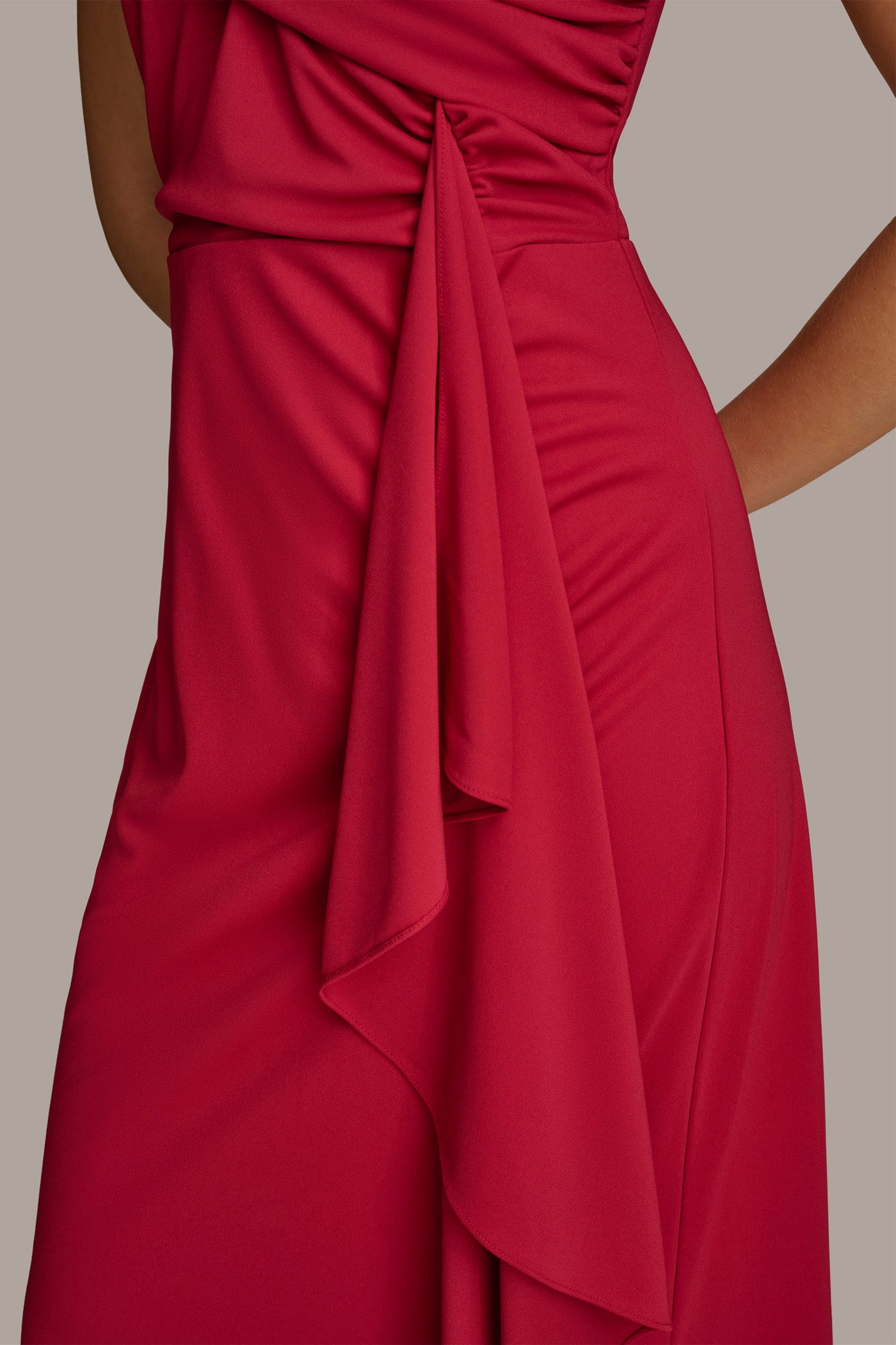 ASYMMETRICAL NECK DRAPED GOWN