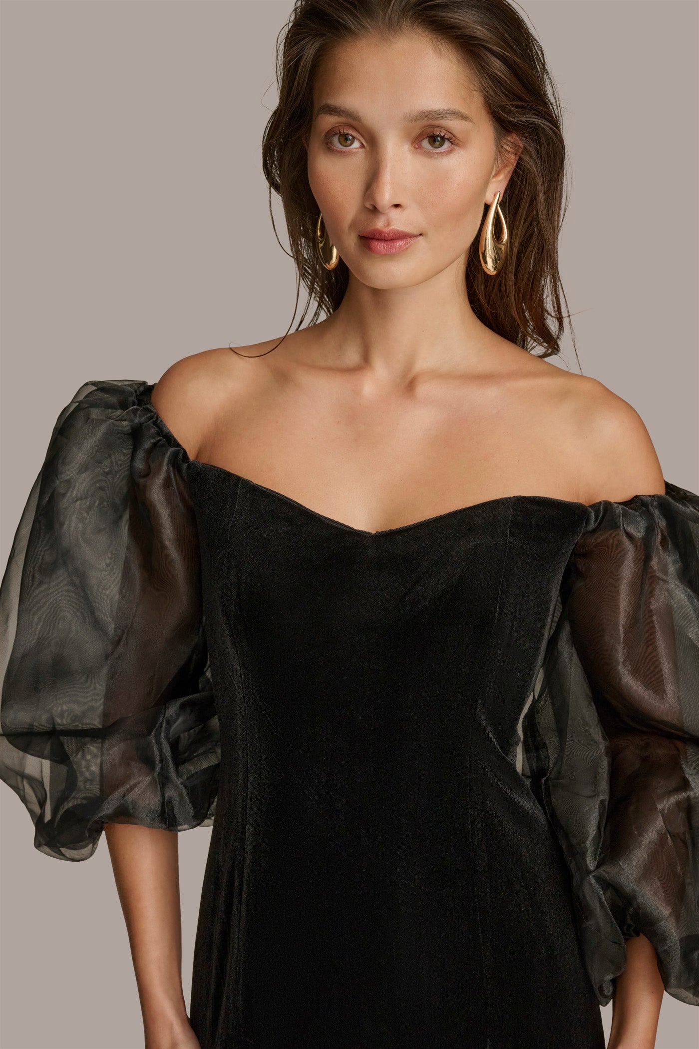 VELVET OFF THE SHOULDER GOWN