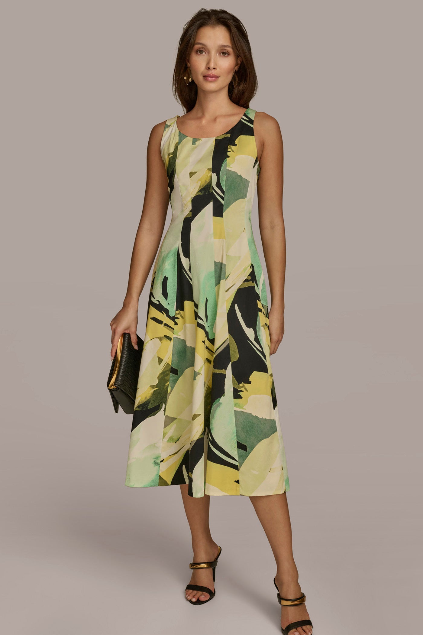 ABSTRACT MIDI FIT AND FLARE DRESS Donna Karan