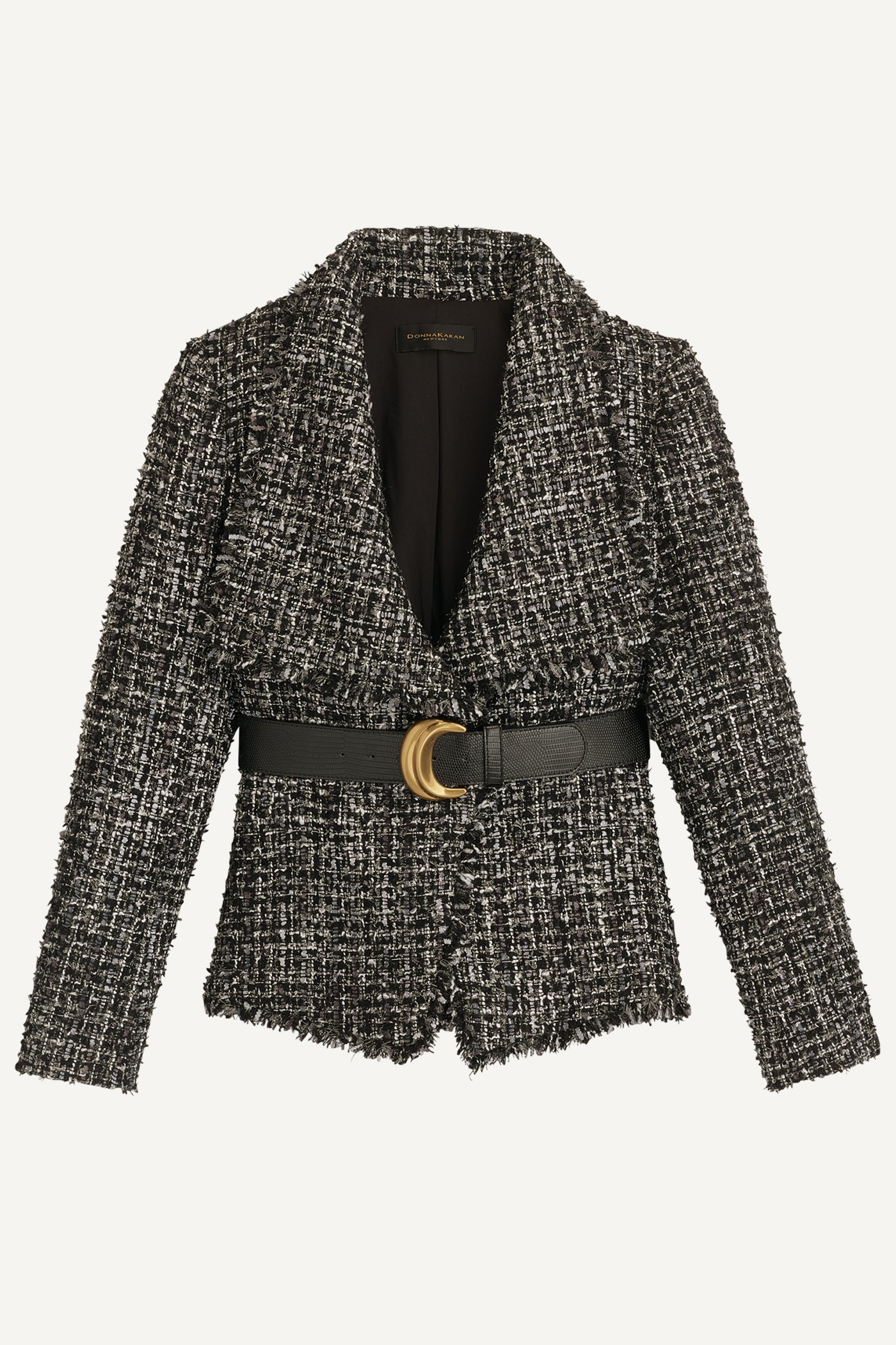 TWEED WIDE LAPEL BELTED BLAZER