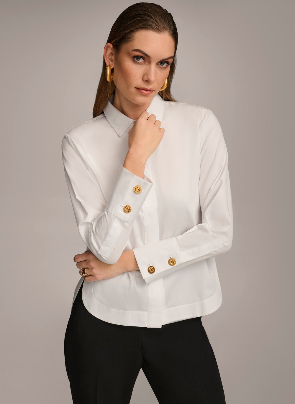 COTTON COLLARED BUTTON DOWN | Donna Karan