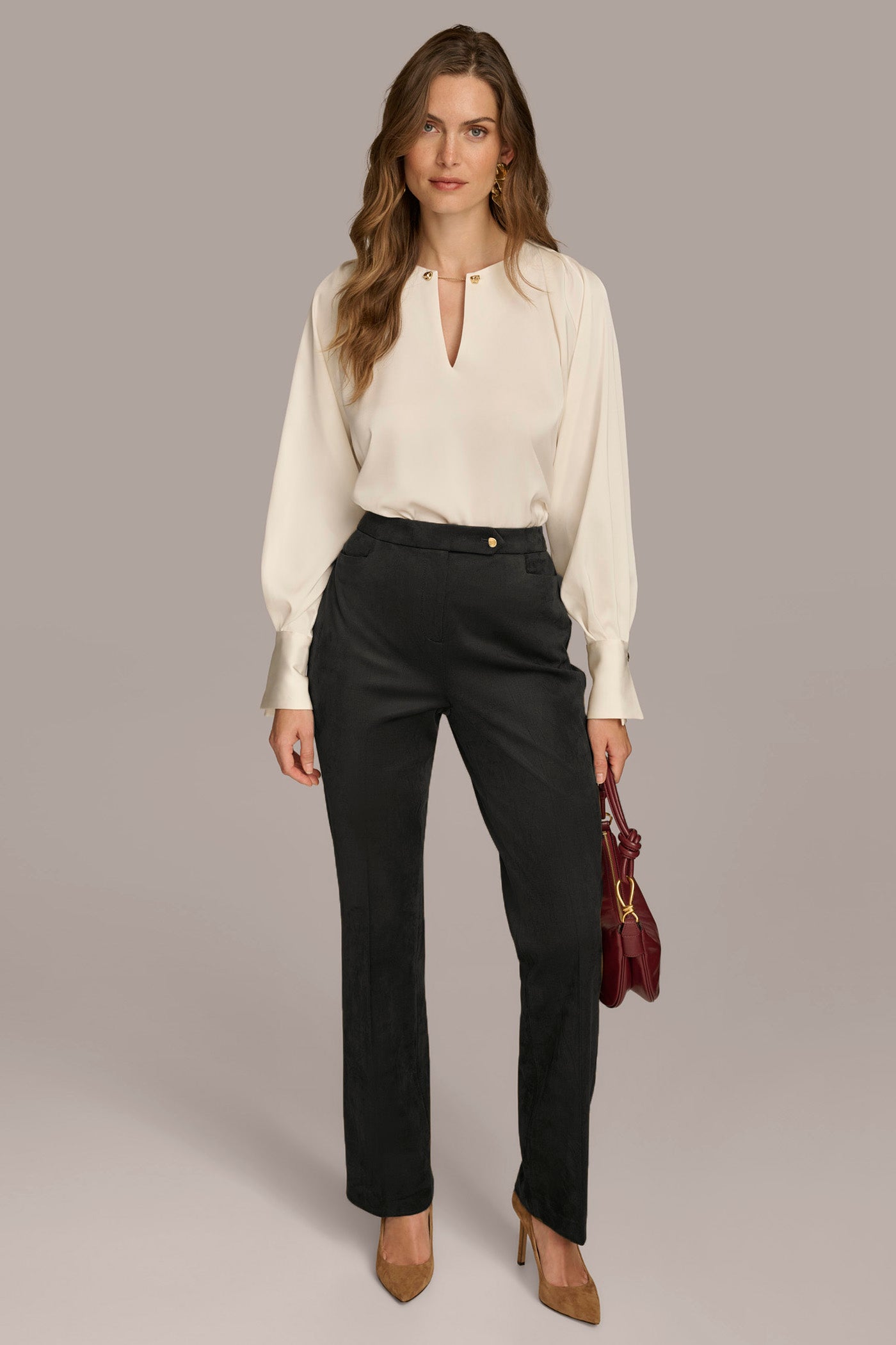 FAUX SUEDE STRAIGHT LEG PANT