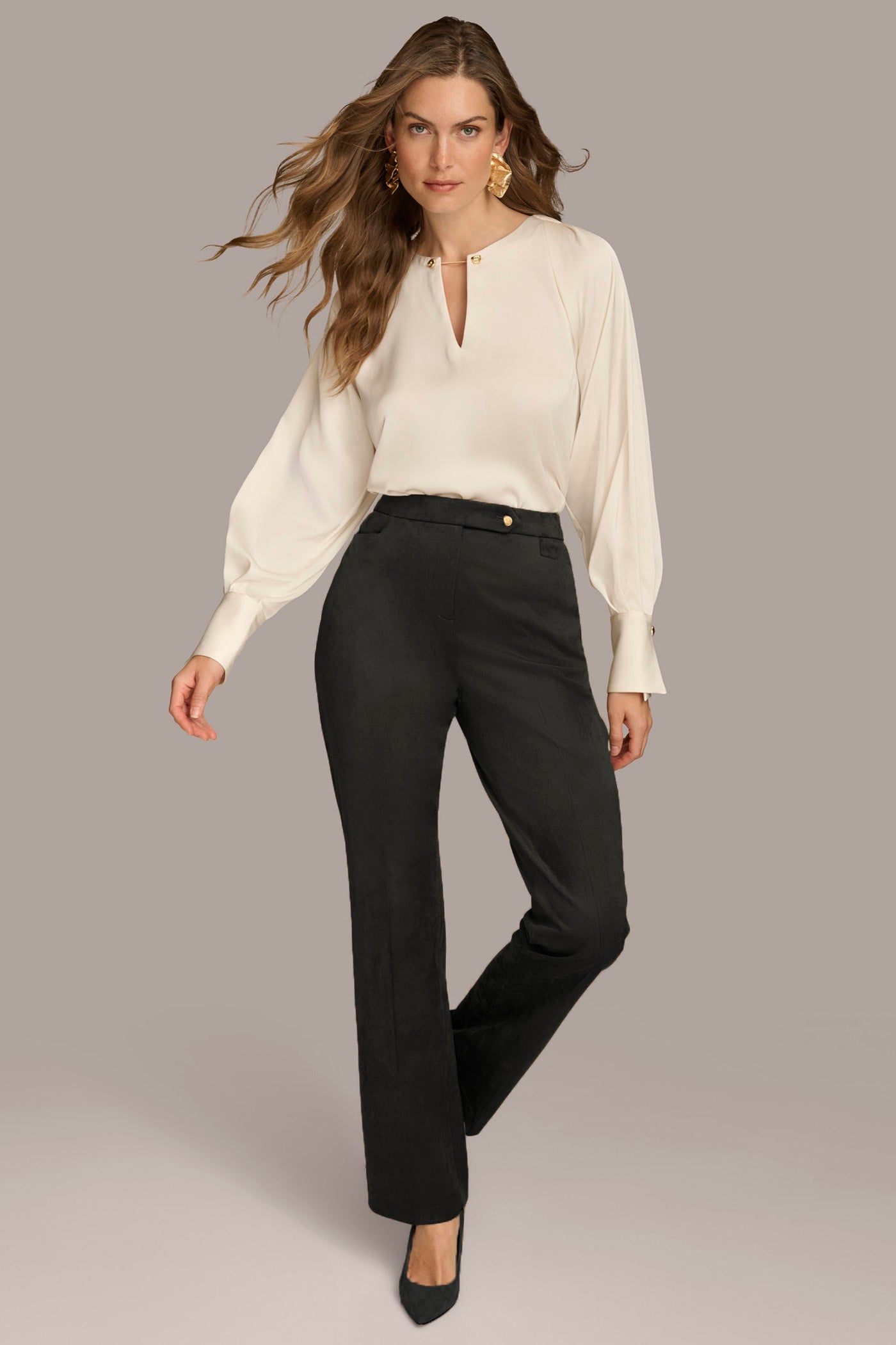 FAUX SUEDE STRAIGHT LEG PANT