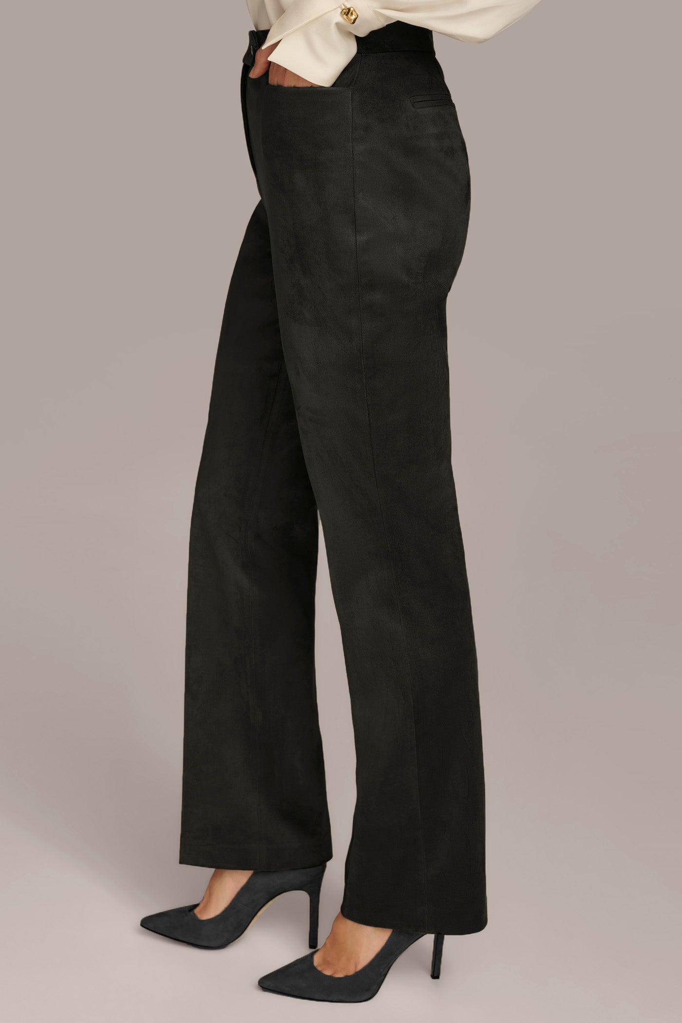 FAUX SUEDE STRAIGHT LEG PANT