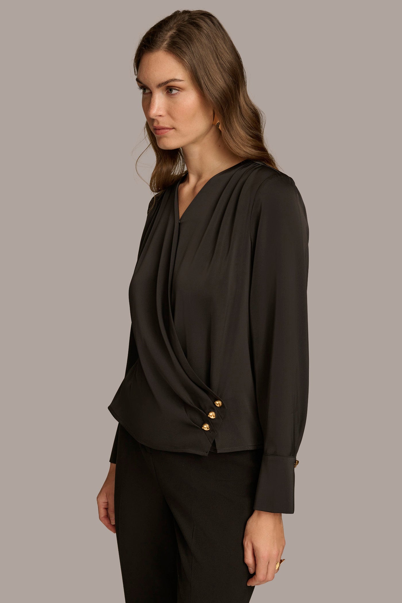 V-NECK WITH SIDE BUTTON DETAIL