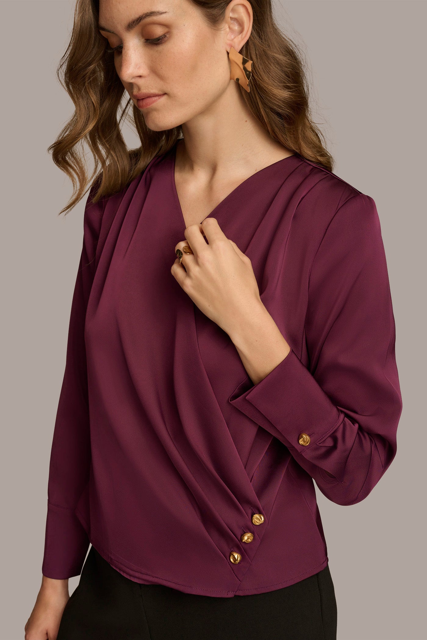 V-NECK WITH SIDE BUTTON DETAIL