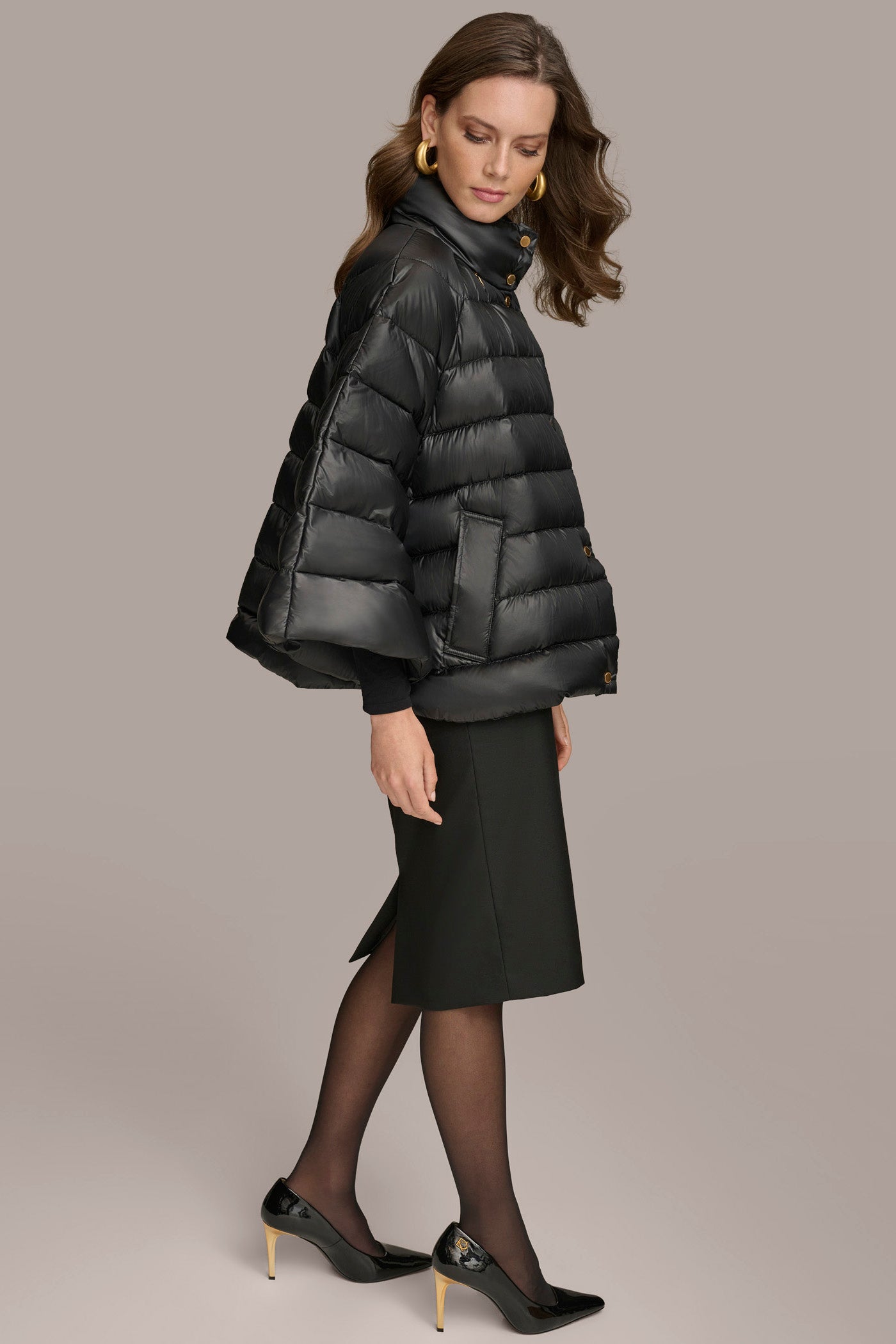 Puffer cape coat on sale