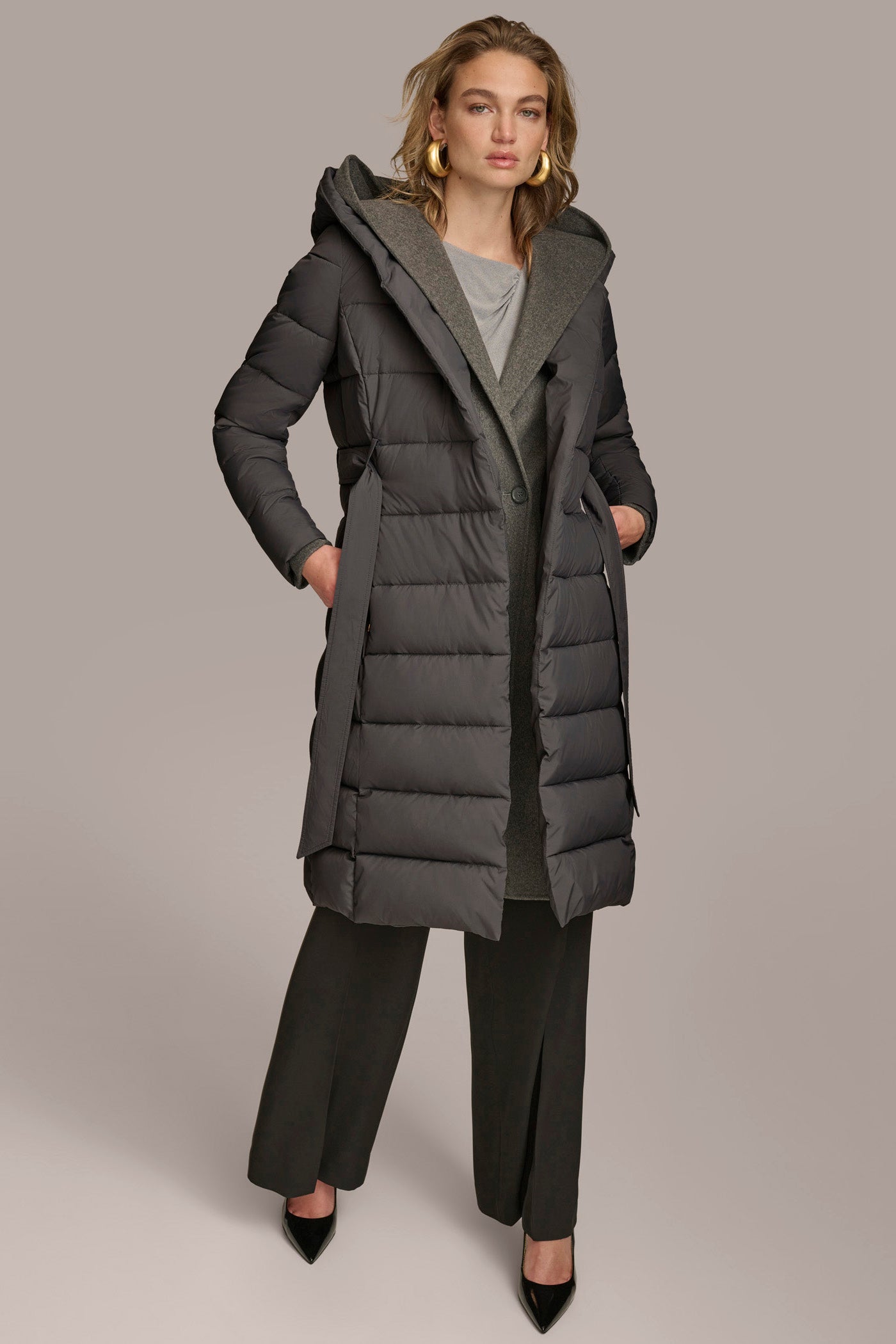 TIE WAIST PUFFER