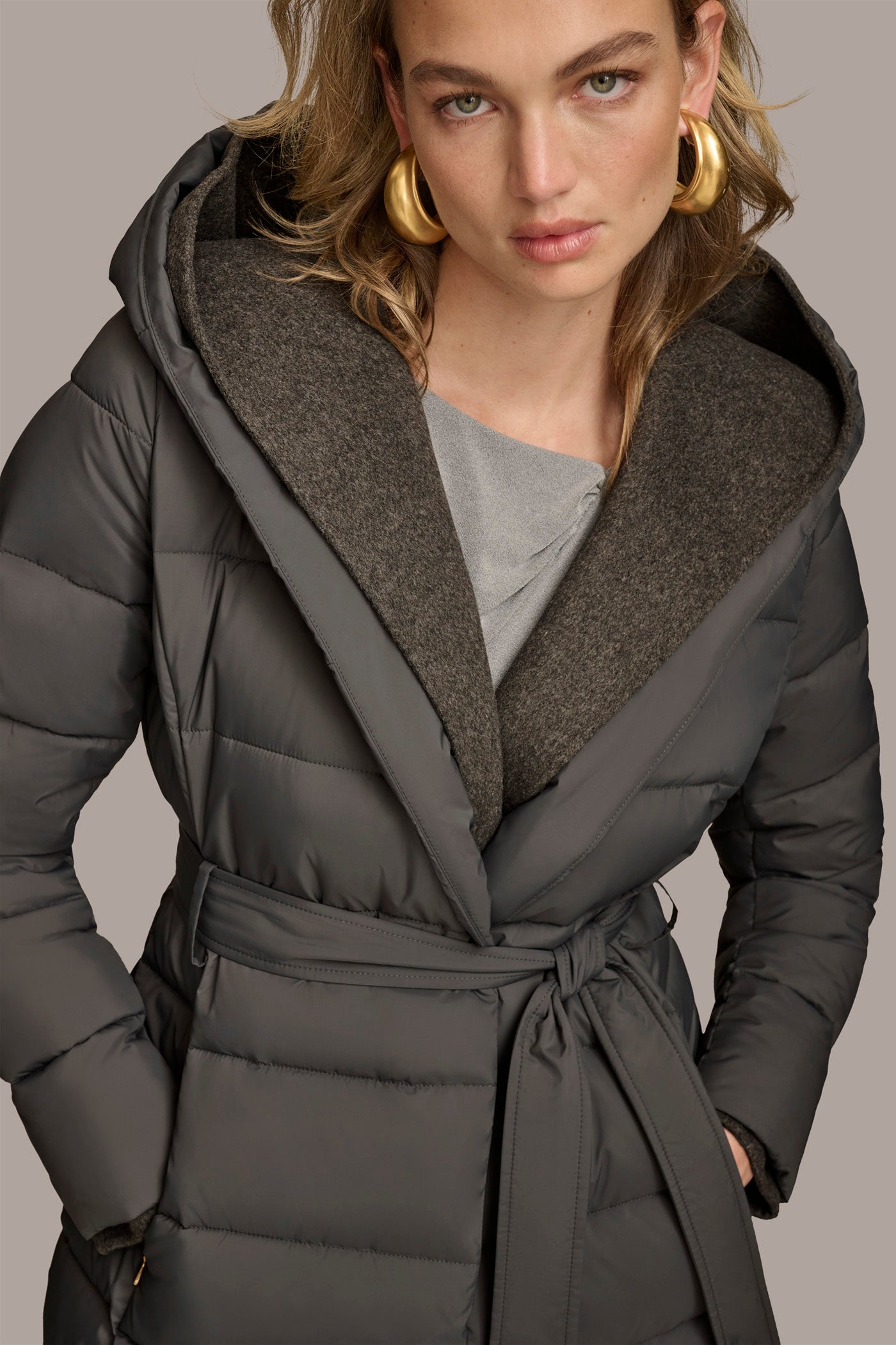 TIE WAIST PUFFER