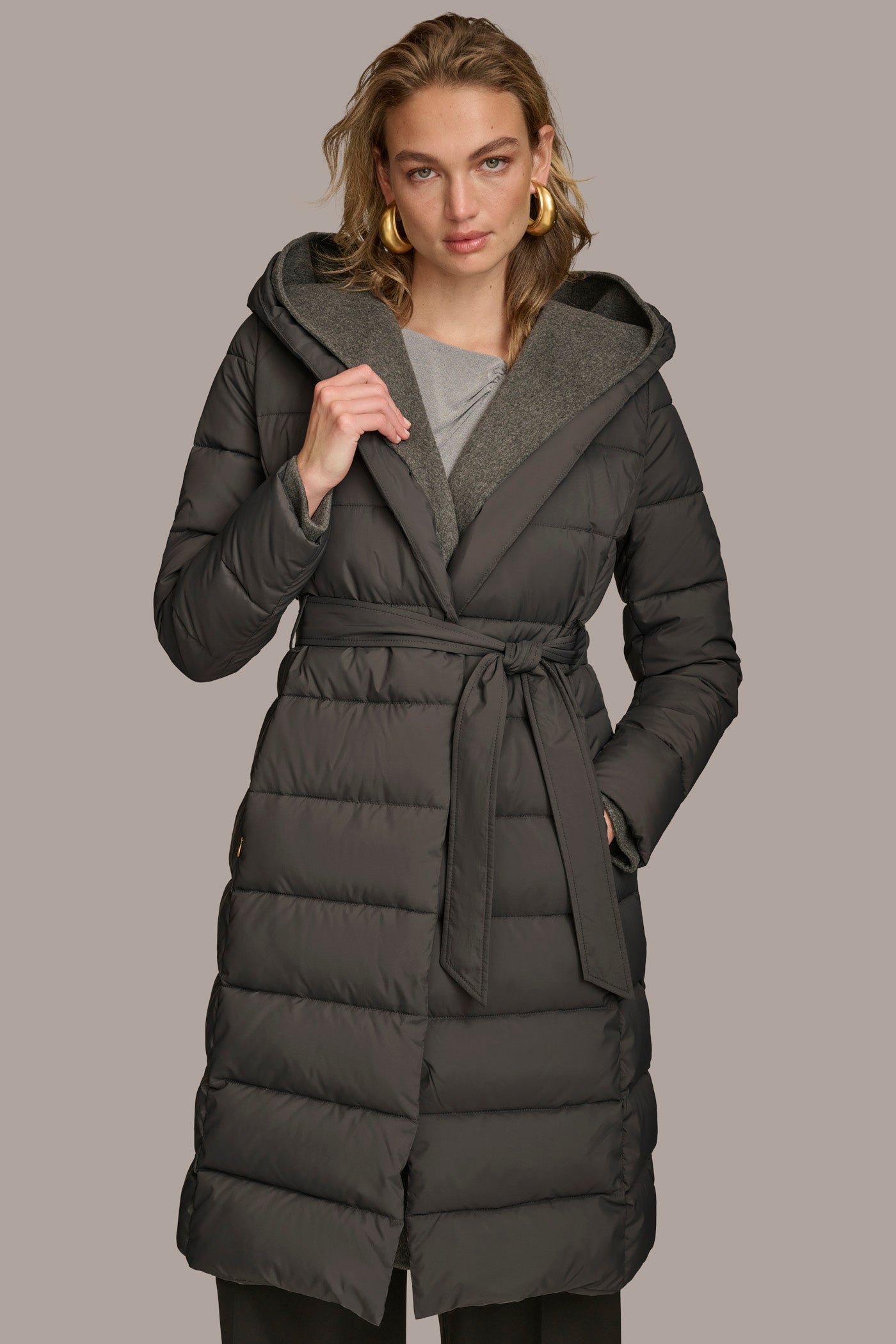 TIE WAIST PUFFER