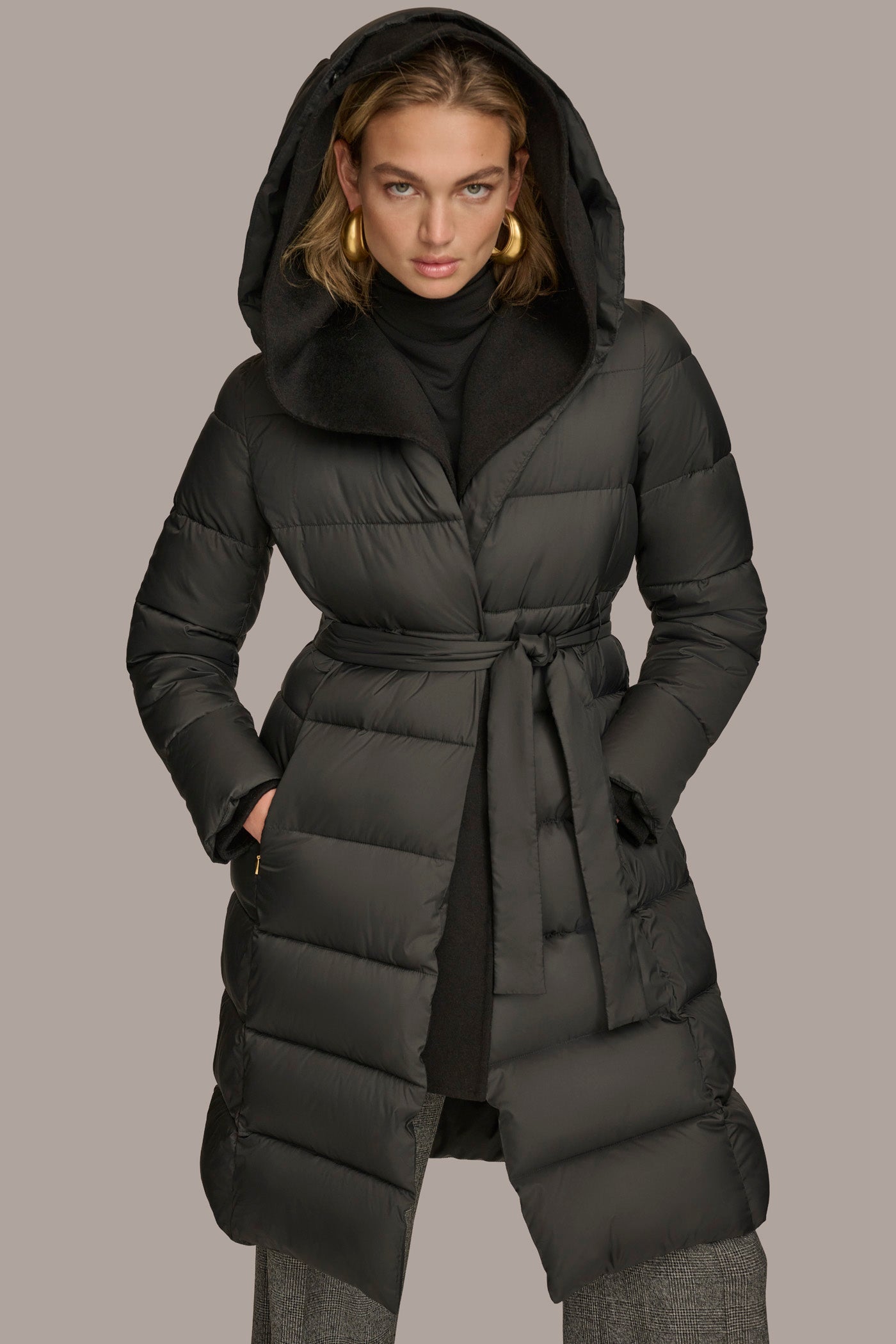 TIE WAIST PUFFER