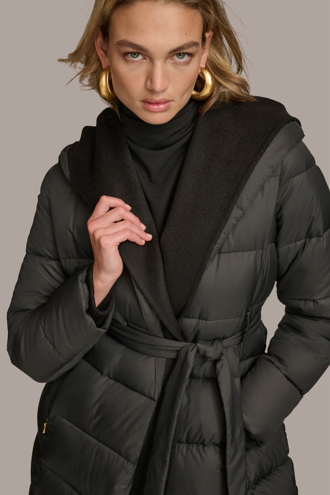 TIE WAIST PUFFER