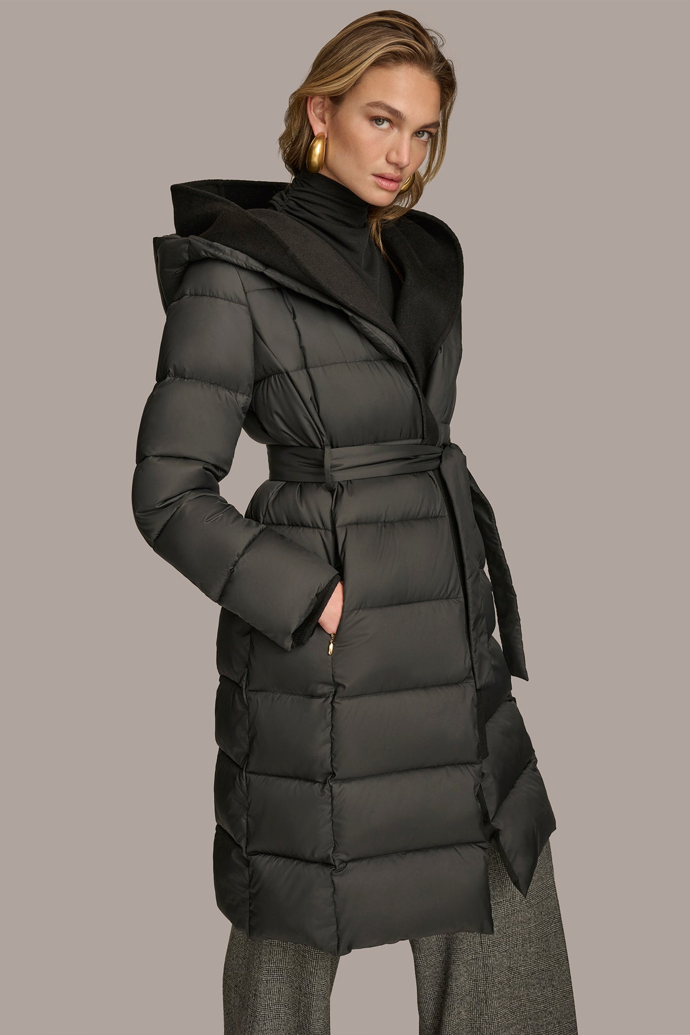 TIE WAIST PUFFER