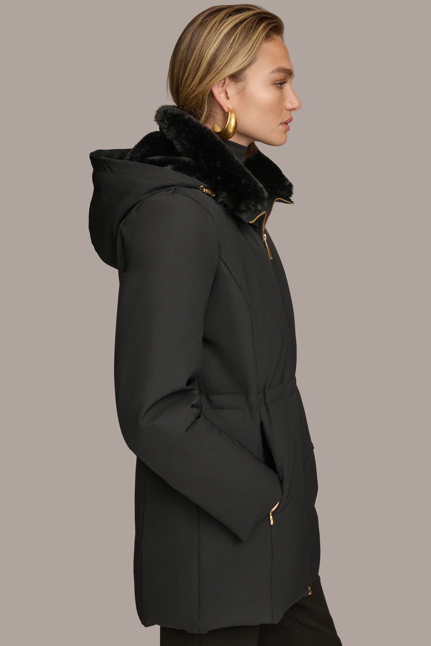 FAUX FUR LINED PUFFER Donna Karan