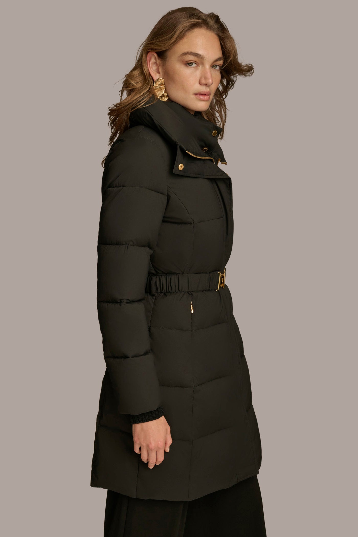 Belted hooded coat online