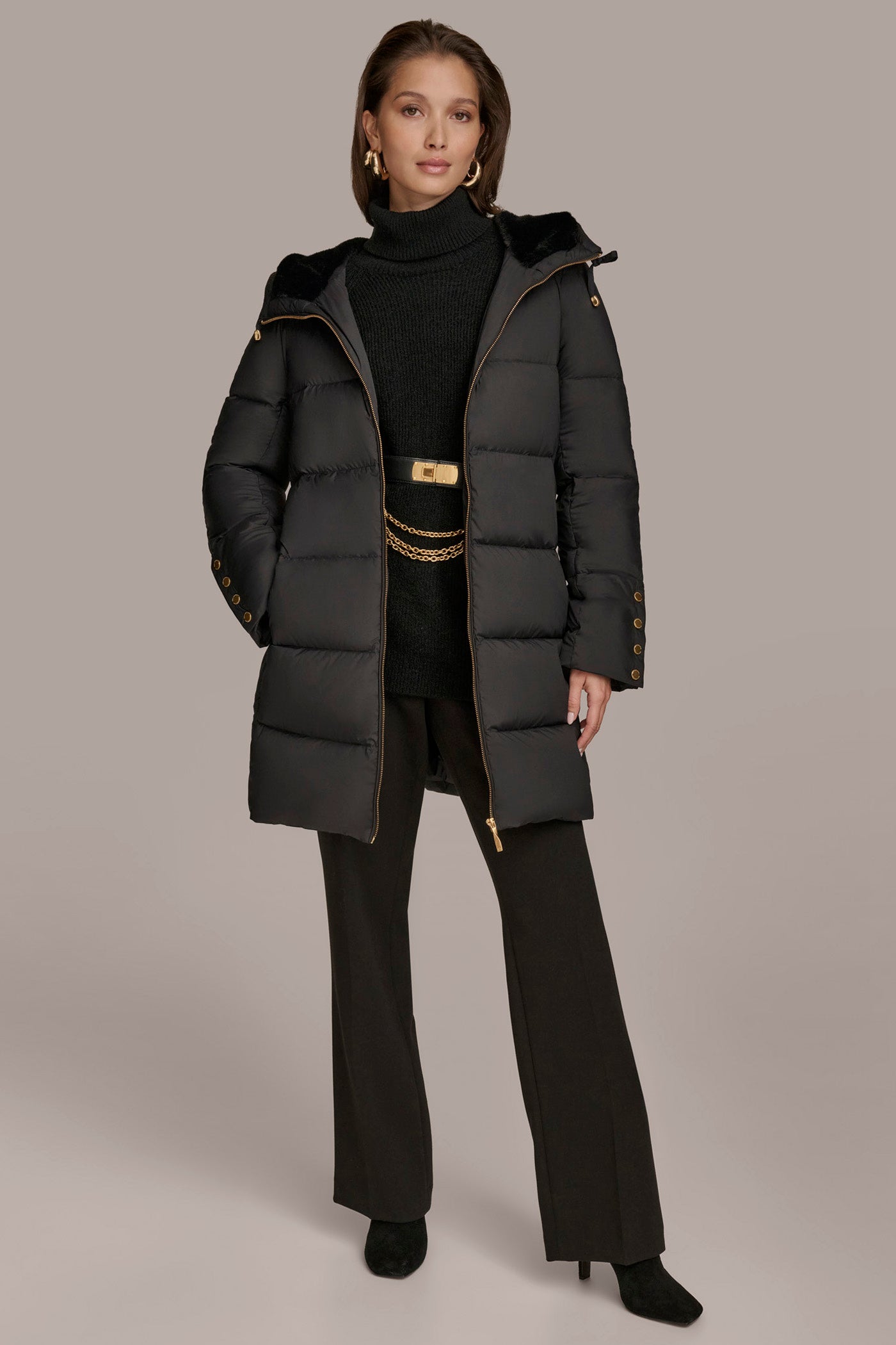 Donna karan long down coat online